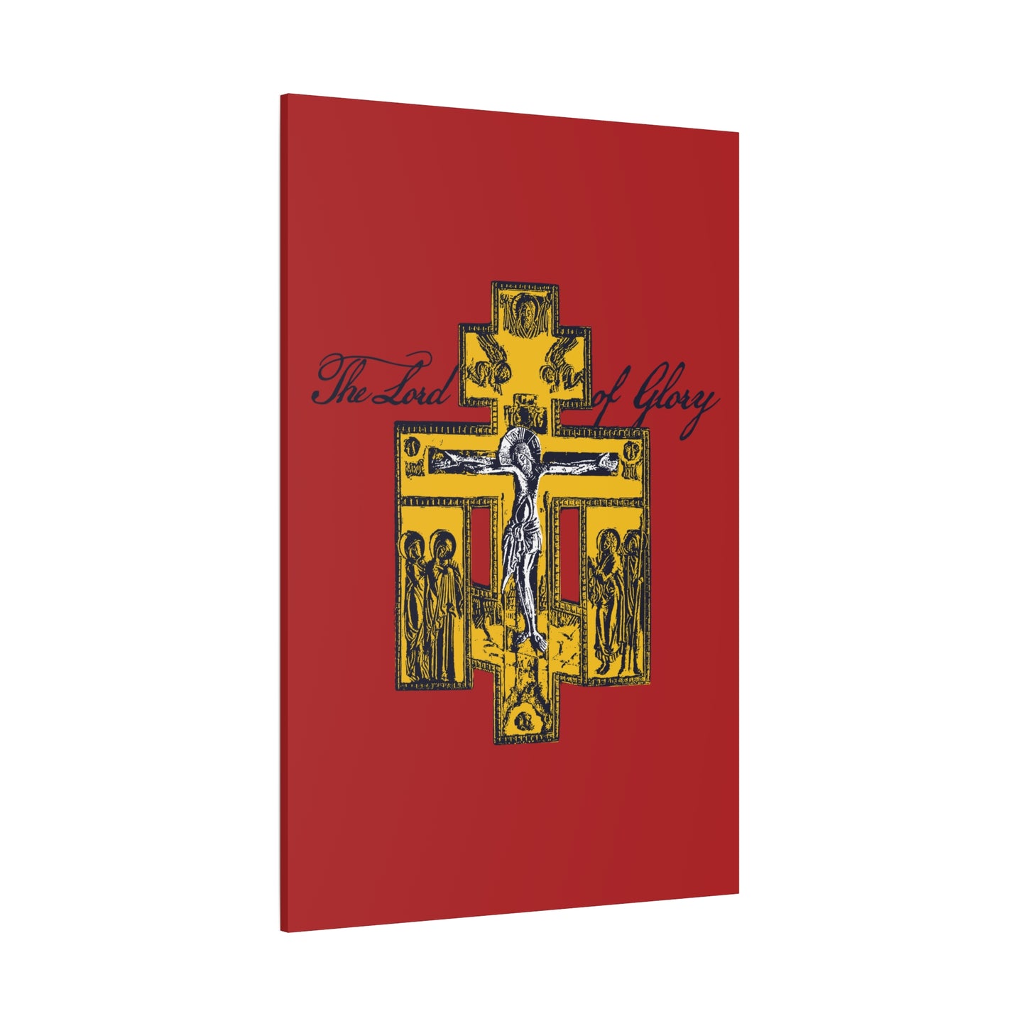 The Lord of Glory | Russian Golgotha Crucifix IconoGraphic (Red BG) | 1 Corinthians 2:8 | Orthodox Christian Canvas Art