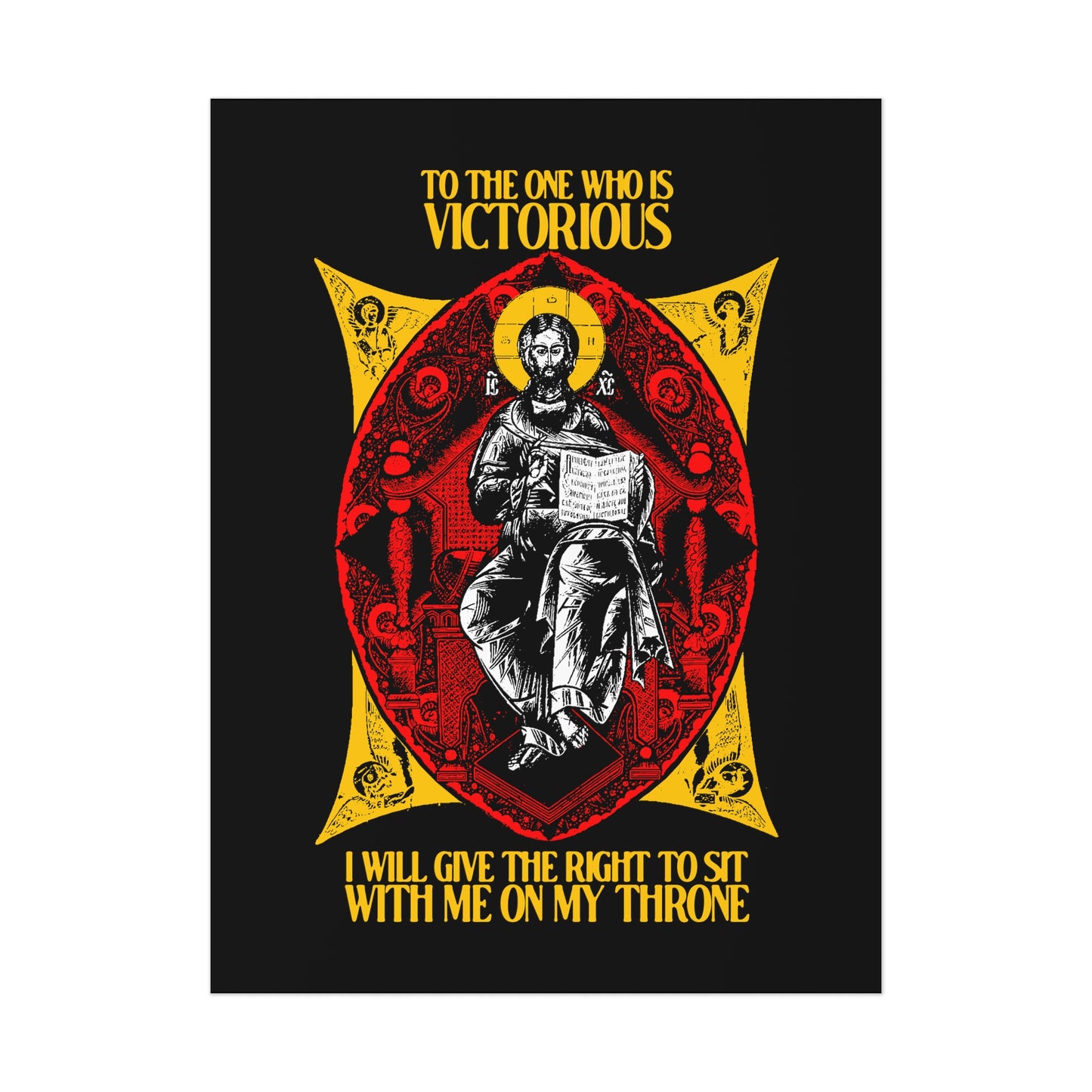 Christ Enthroned IconoGraphic (To the One Who Is Victorious) No. 1 | Orthodox Christian Art Poster