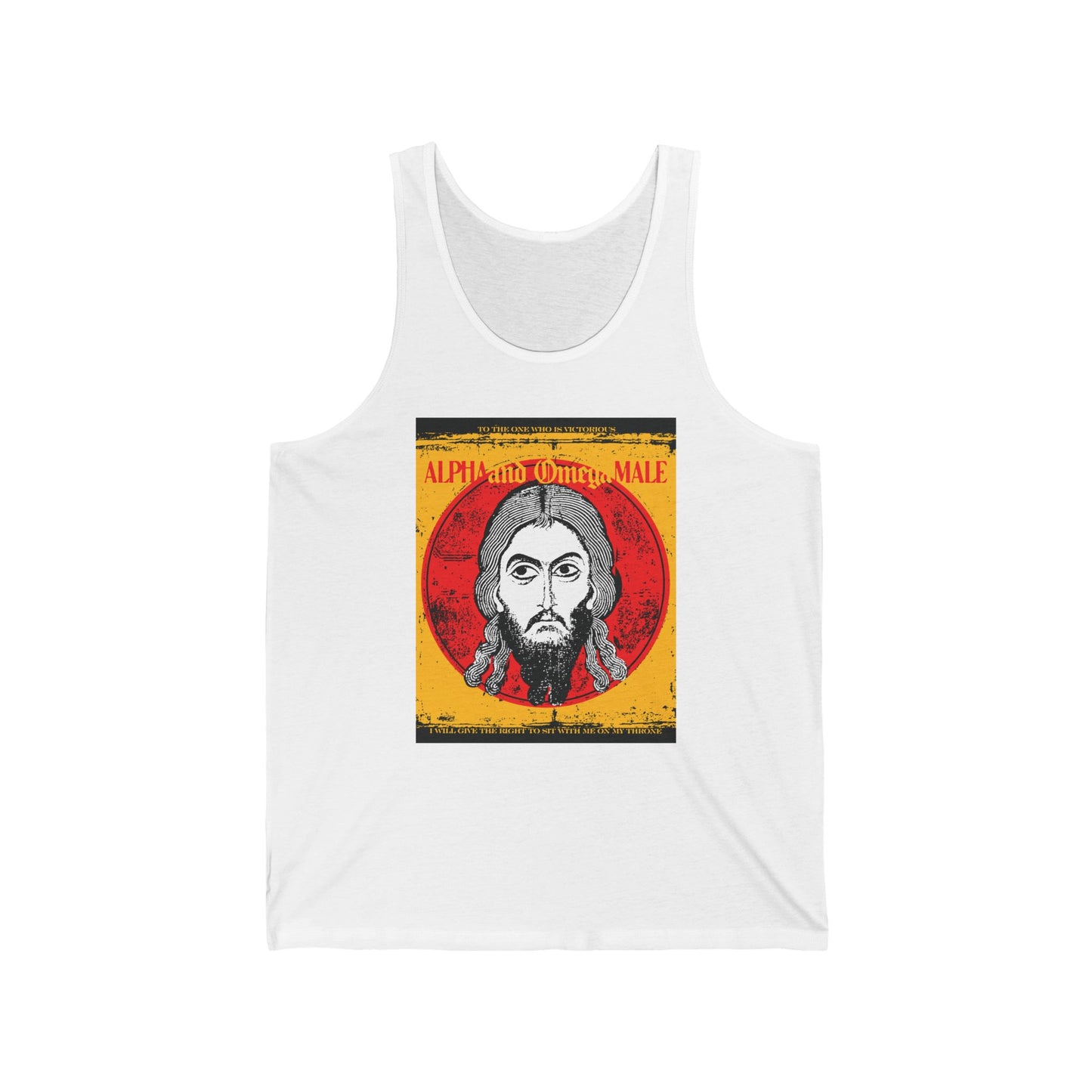Alpha and Omega Male (Jesus Christ Image of Edessa IkonoGraphic) | Mandylion Image Made Without Hands | Orthodox Christian Tank Top