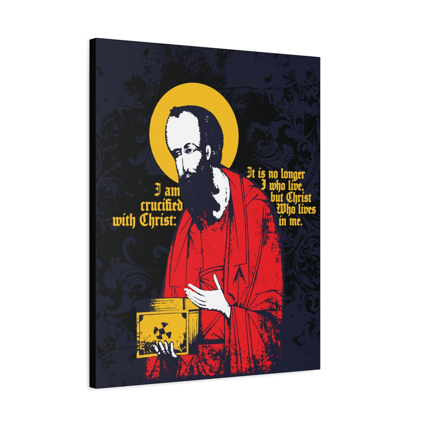St Paul Holding Gospel Iconographic | I am crucified with Christ (Galatians 2:20) | Orthodox Christian Canvas Art