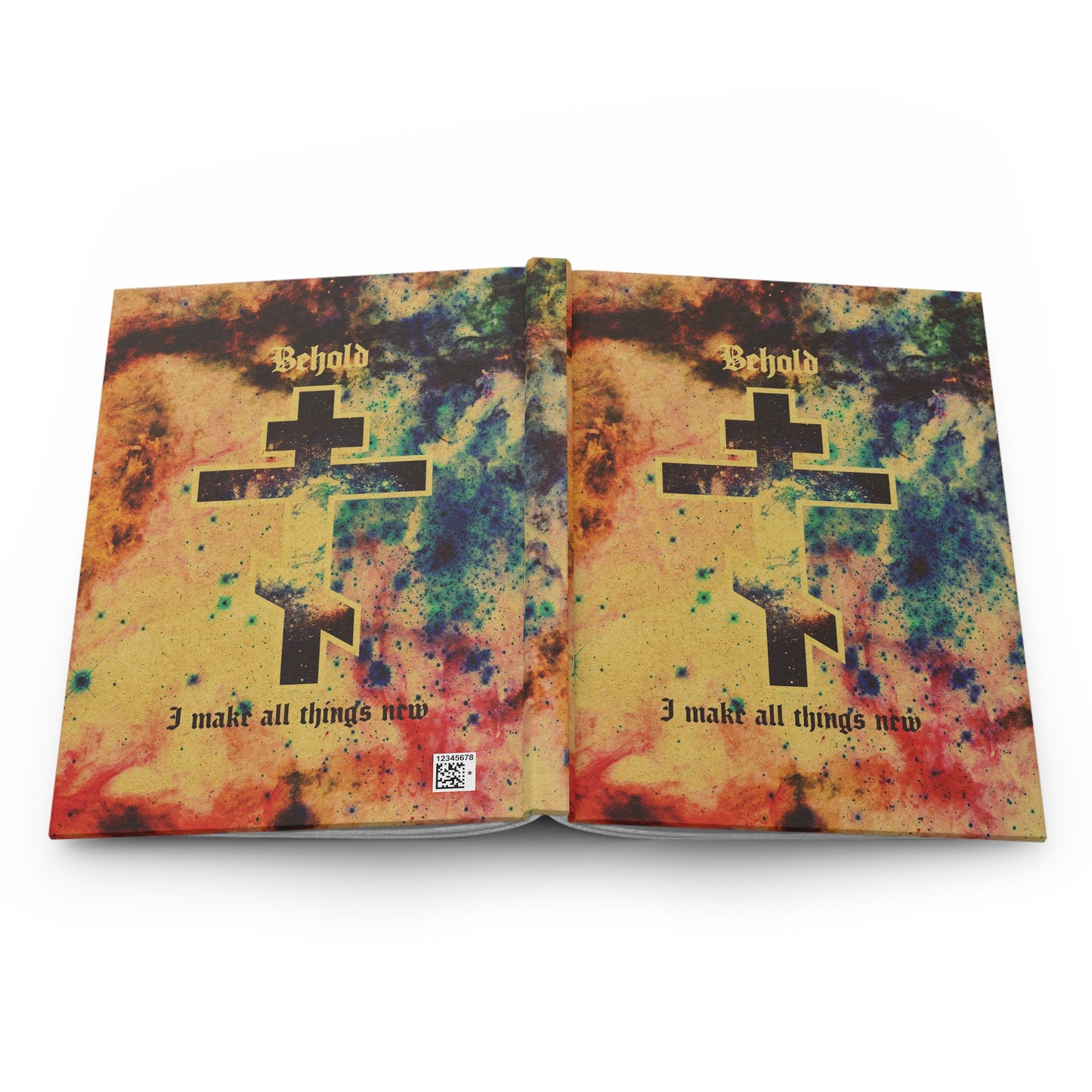 Behold, I Make All Things New (Rev 21:5) | Cosmic Orthodox Cross On Inverted Starfield | Second Coming | Orthodox Christian Hardcover Journal