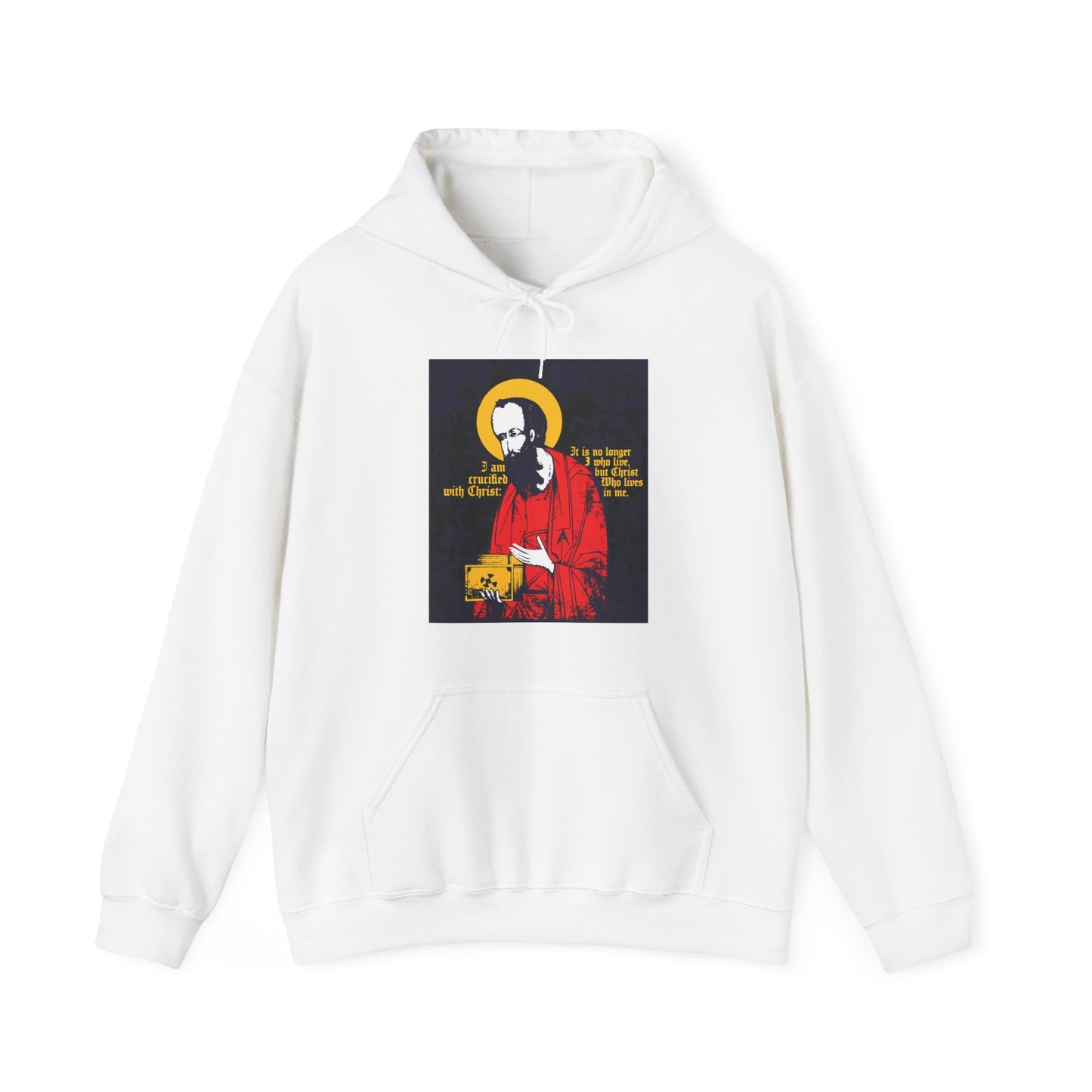 St Paul Holding Gospel Iconographic | I am crucified with Christ (Galatians 2:20) | Orthodox Christian Hoodie