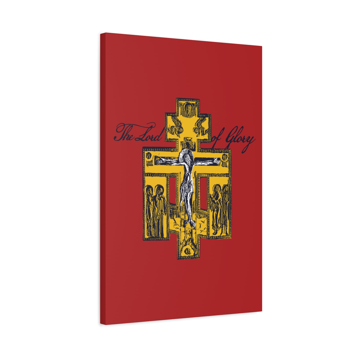The Lord of Glory | Russian Golgotha Crucifix IconoGraphic (Red BG) | 1 Corinthians 2:8 | Orthodox Christian Canvas Art