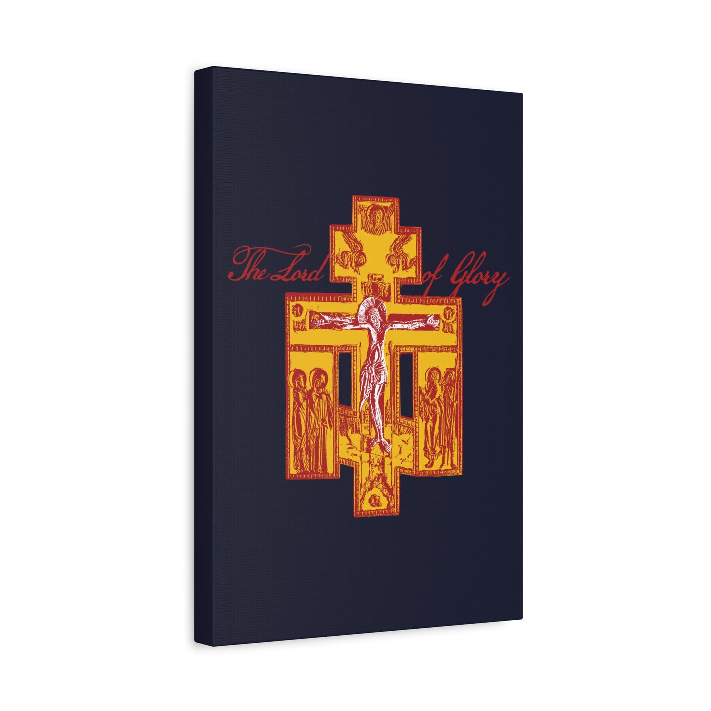 The Lord of Glory | Russian Golgotha Crucifix IconoGraphic (Blue BG) | 1 Corinthians 2:8 | Orthodox Christian Canvas Art
