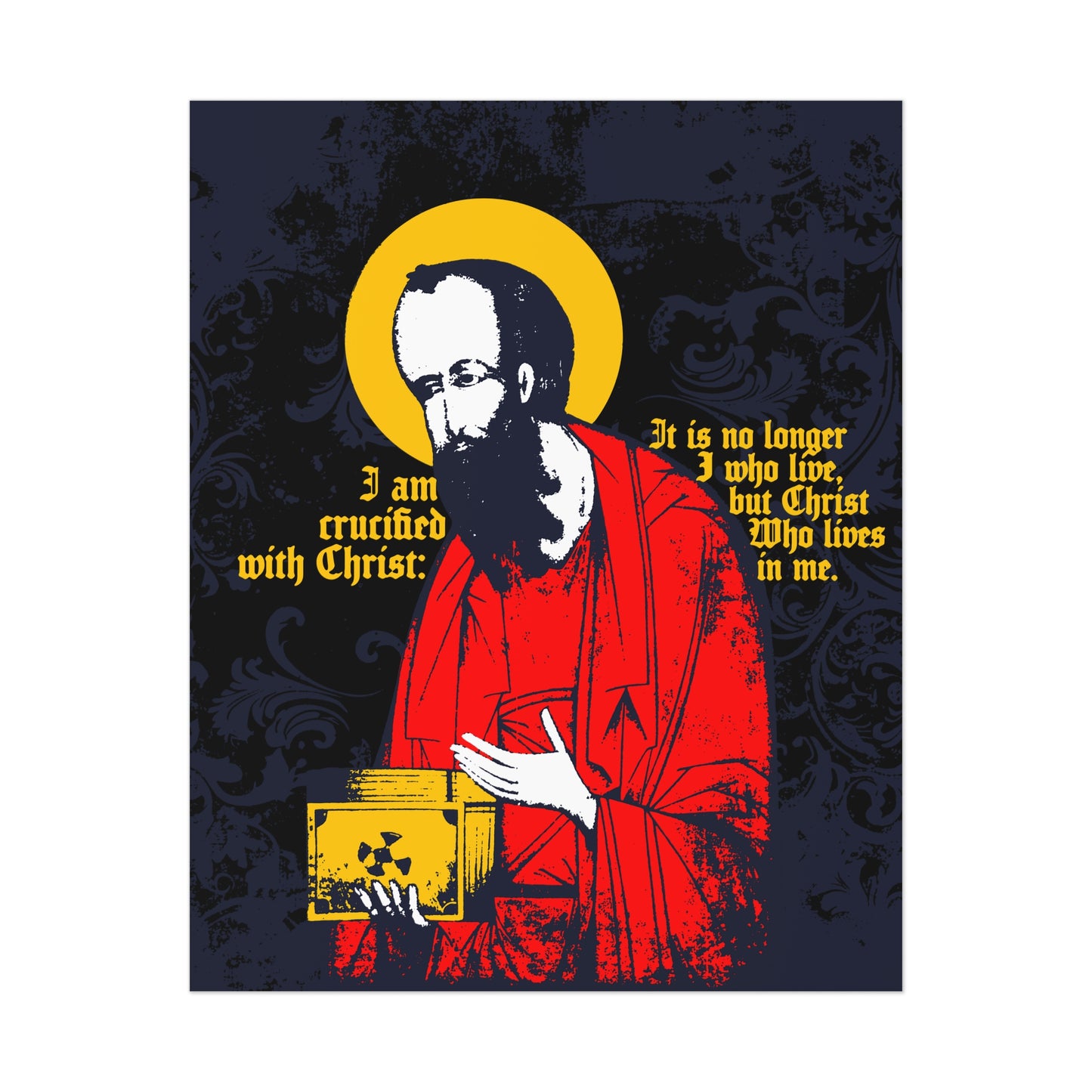 St Paul Holding Gospel Iconographic | I am crucified with Christ (Galatians 2:20) | Orthodox Christian Art Poster