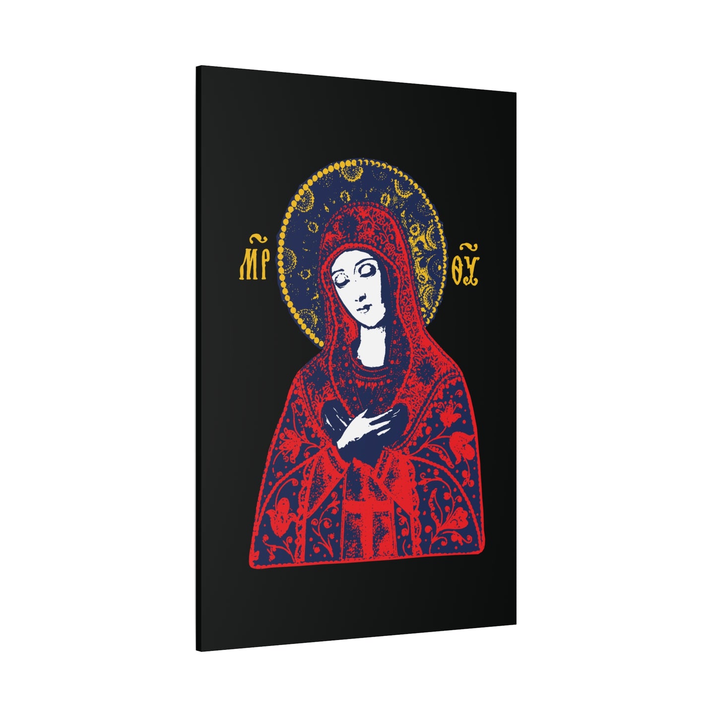 Joy of All Joys Tenderness Theotokos Iconographic Based on Traditional Orthodox Iconography | Red Design | Orthodox Christian Canvas Art