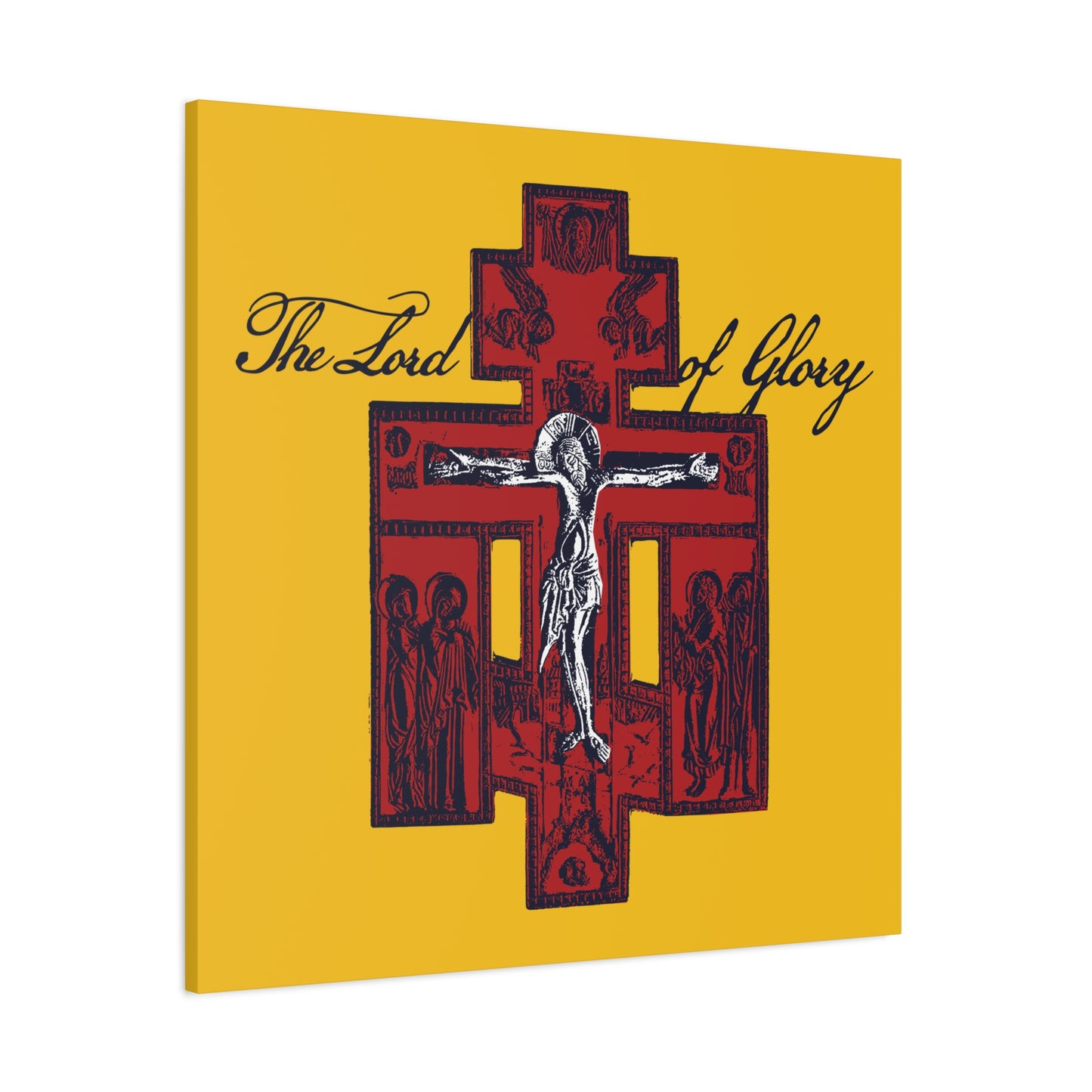 The Lord of Glory | Russian Golgotha Crucifix IconoGraphic (Gold BG) | 1 Corinthians 2:8 | Orthodox Christian Canvas Art