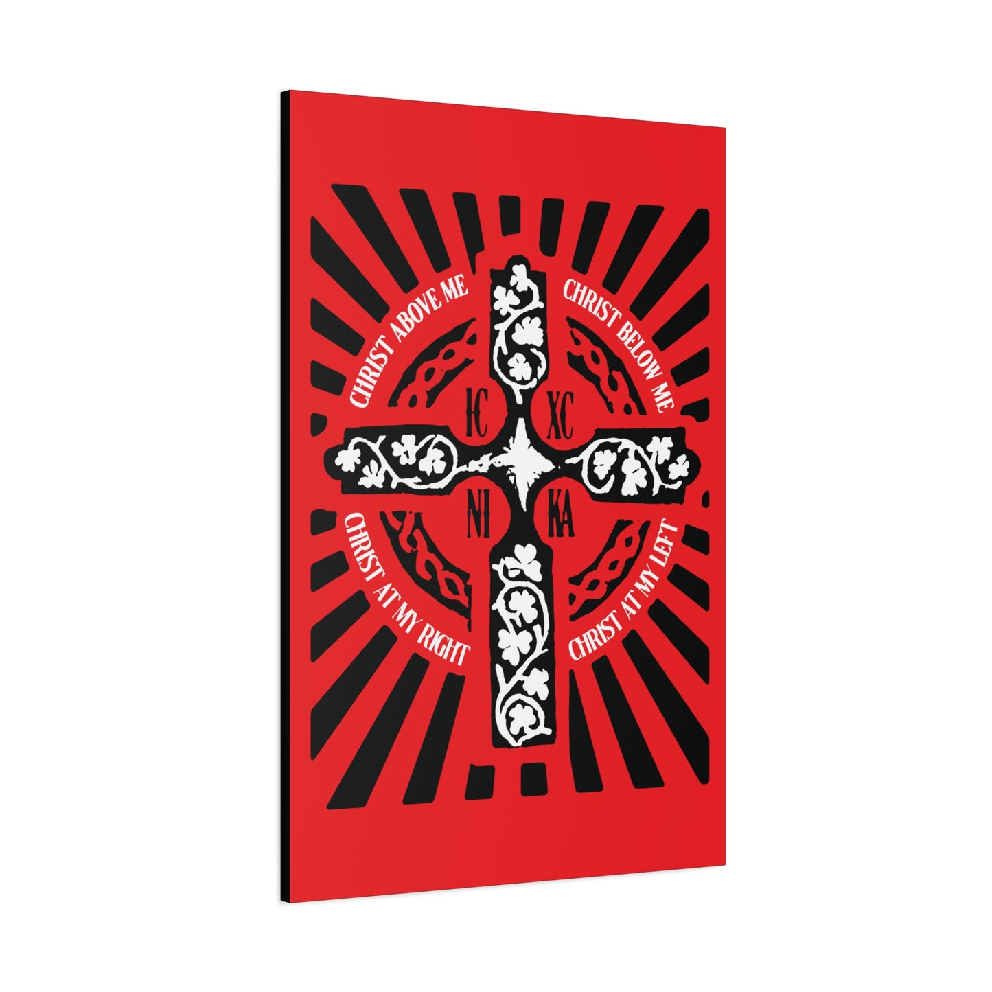 Red ICXC NIKA Enniskillen Celtic Cross | Lorica of St. Patrick | Shield Prayer | Orthodox Christian Canvas Art