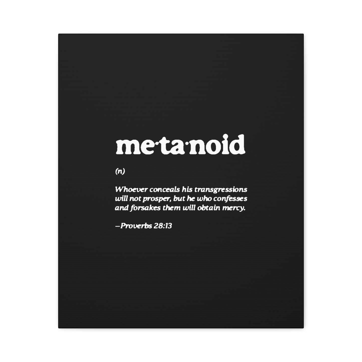 Metanoia Metanoid Definition | Proverbs 28:13 | Confession & Repentance | Minimalist Design | Orthodox Christian Canvas Art