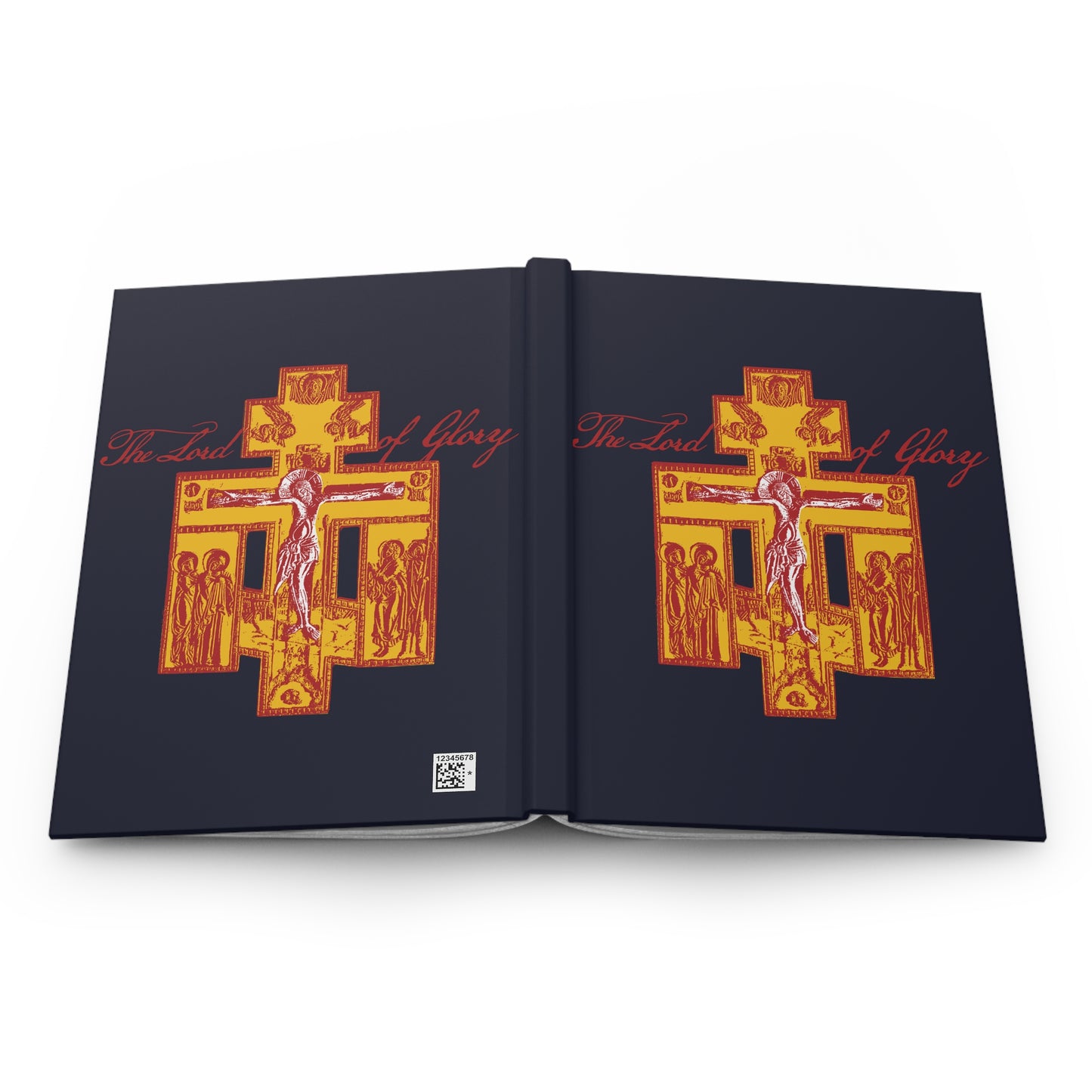 The Lord of Glory | Russian Golgotha Crucifix IconoGraphic (Blue BG) | 1 Corinthians 2:8 | Orthodox Christian Hardcover Blank Journal