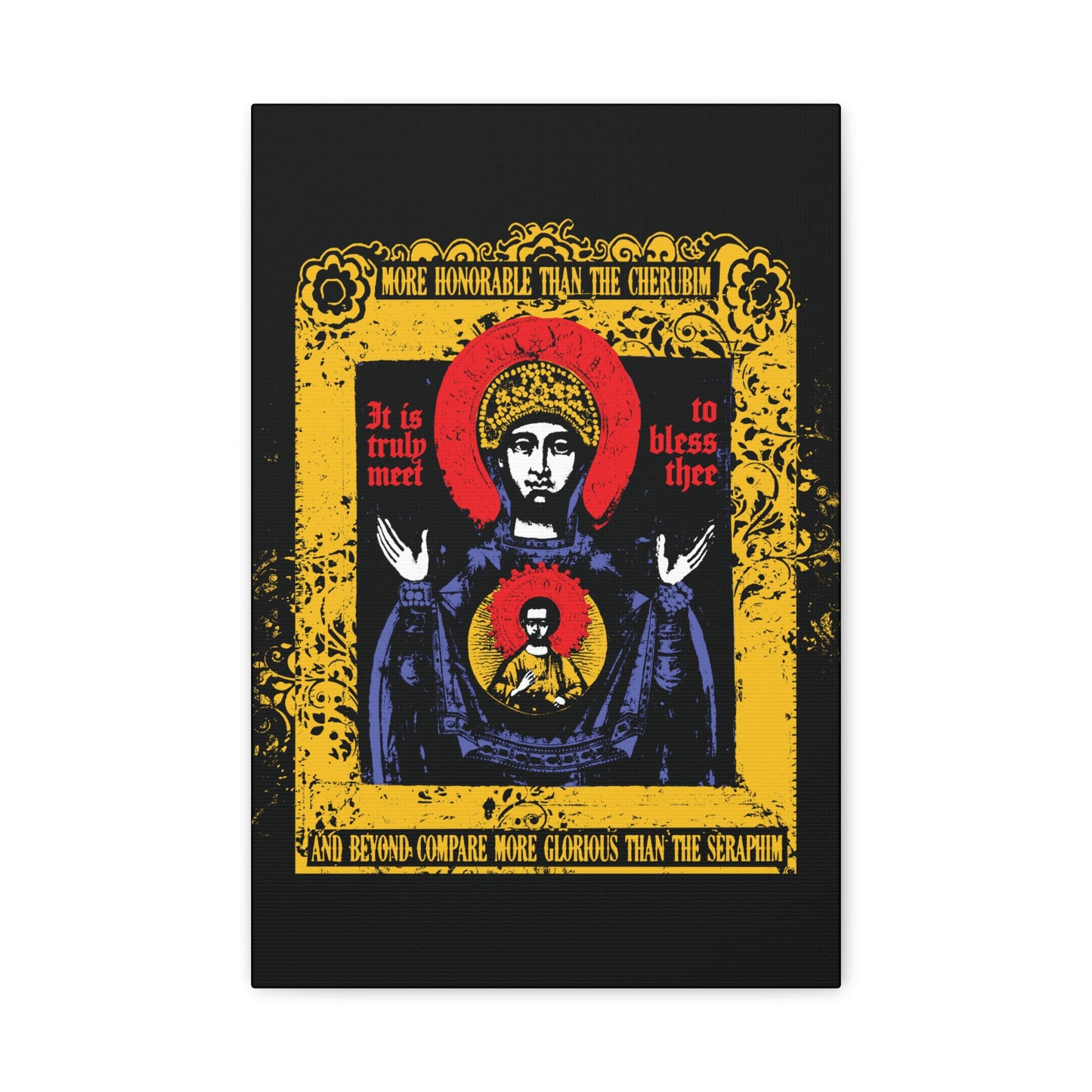 It is Truly Meet To Bless Thee Iconographic | Axion Estin Hymn to the Mother of God Theotokos | Orthodox Christian Canvas Art
