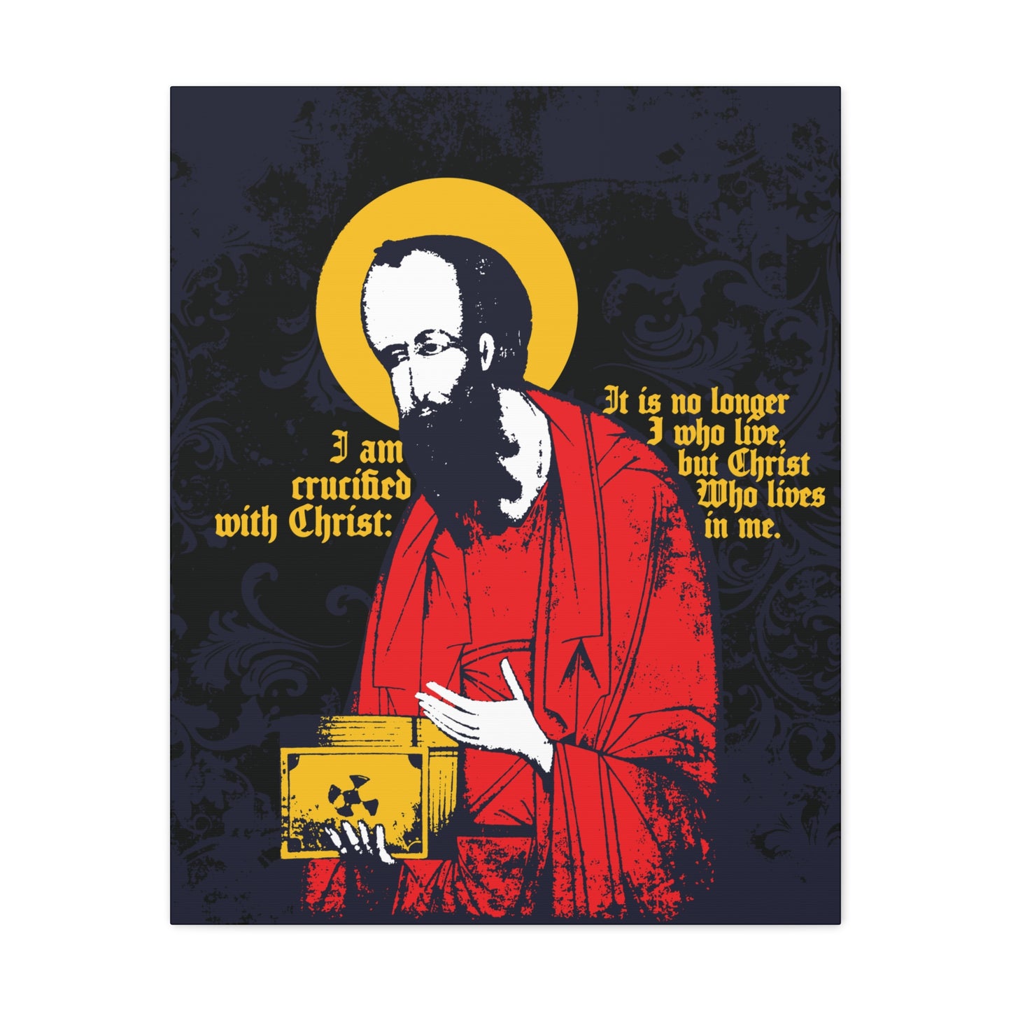 St Paul Holding Gospel Iconographic | I am crucified with Christ (Galatians 2:20) | Orthodox Christian Canvas Art