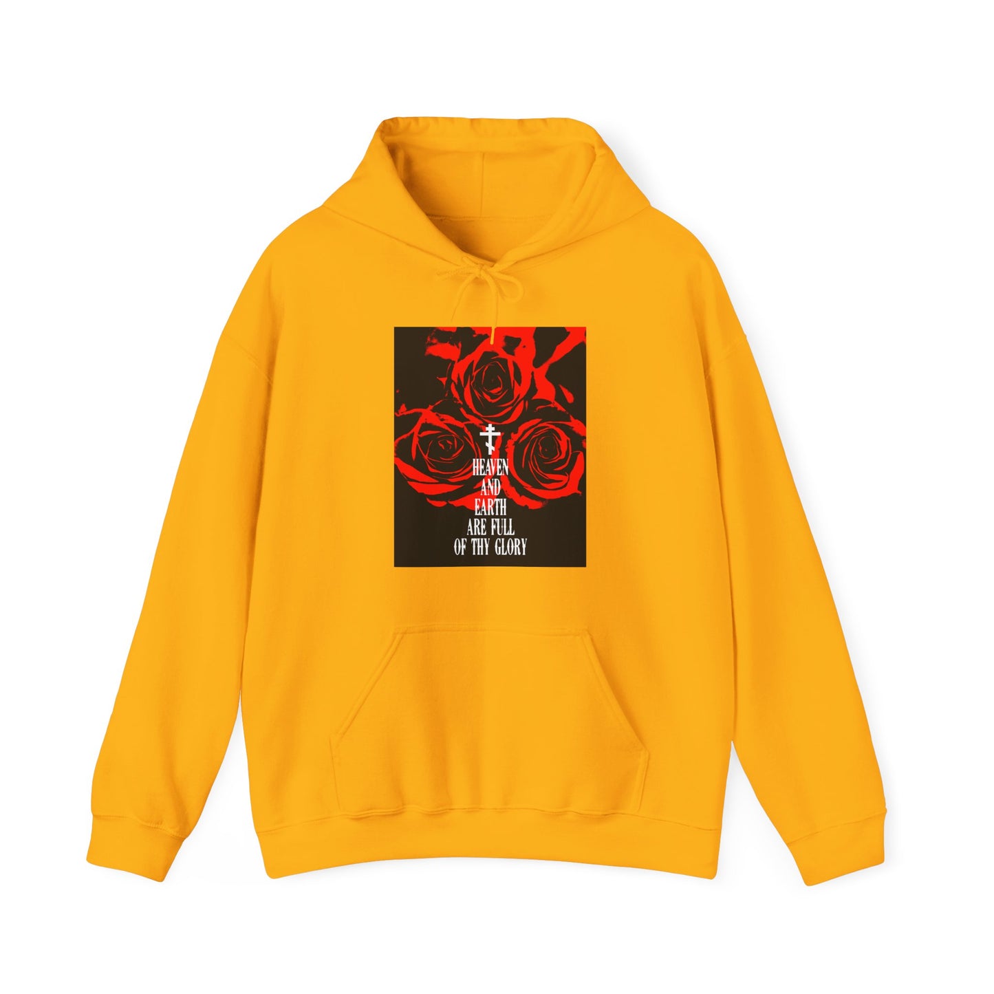 Heaven and Earth Are Full of Thy Glory | Orthodox Liturgical Hymn | Red Roses | Western Typography | Orthodox Christian Hoodie