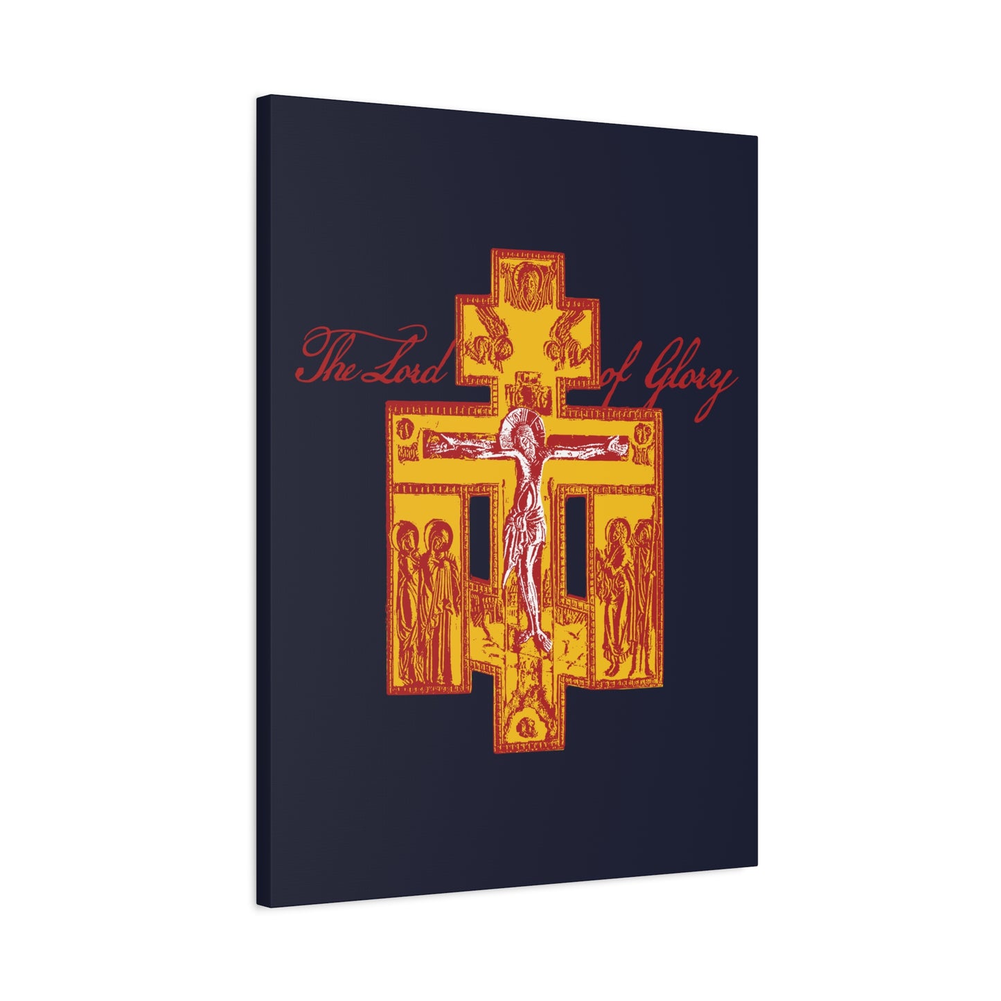 The Lord of Glory | Russian Golgotha Crucifix IconoGraphic (Blue BG) | 1 Corinthians 2:8 | Orthodox Christian Canvas Art