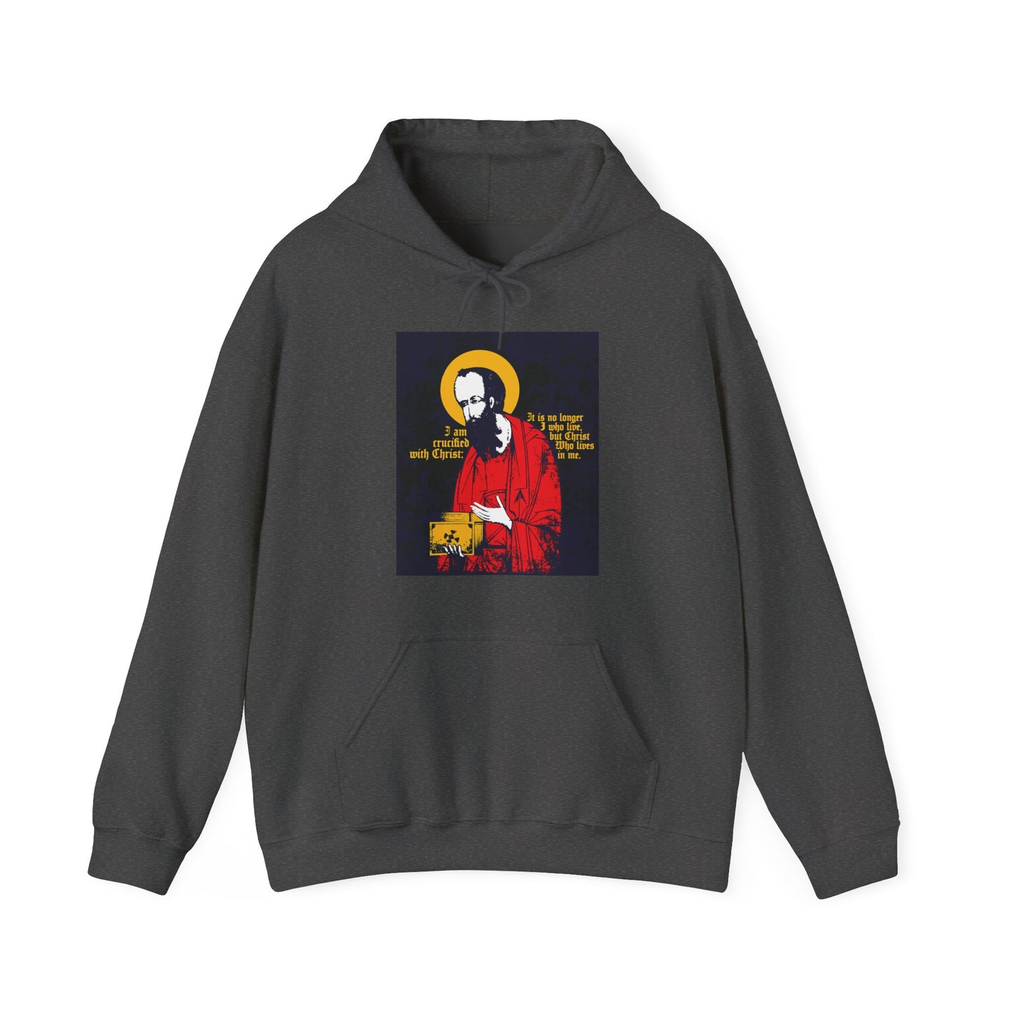 St Paul Holding Gospel Iconographic | I am crucified with Christ (Galatians 2:20) | Orthodox Christian Hoodie