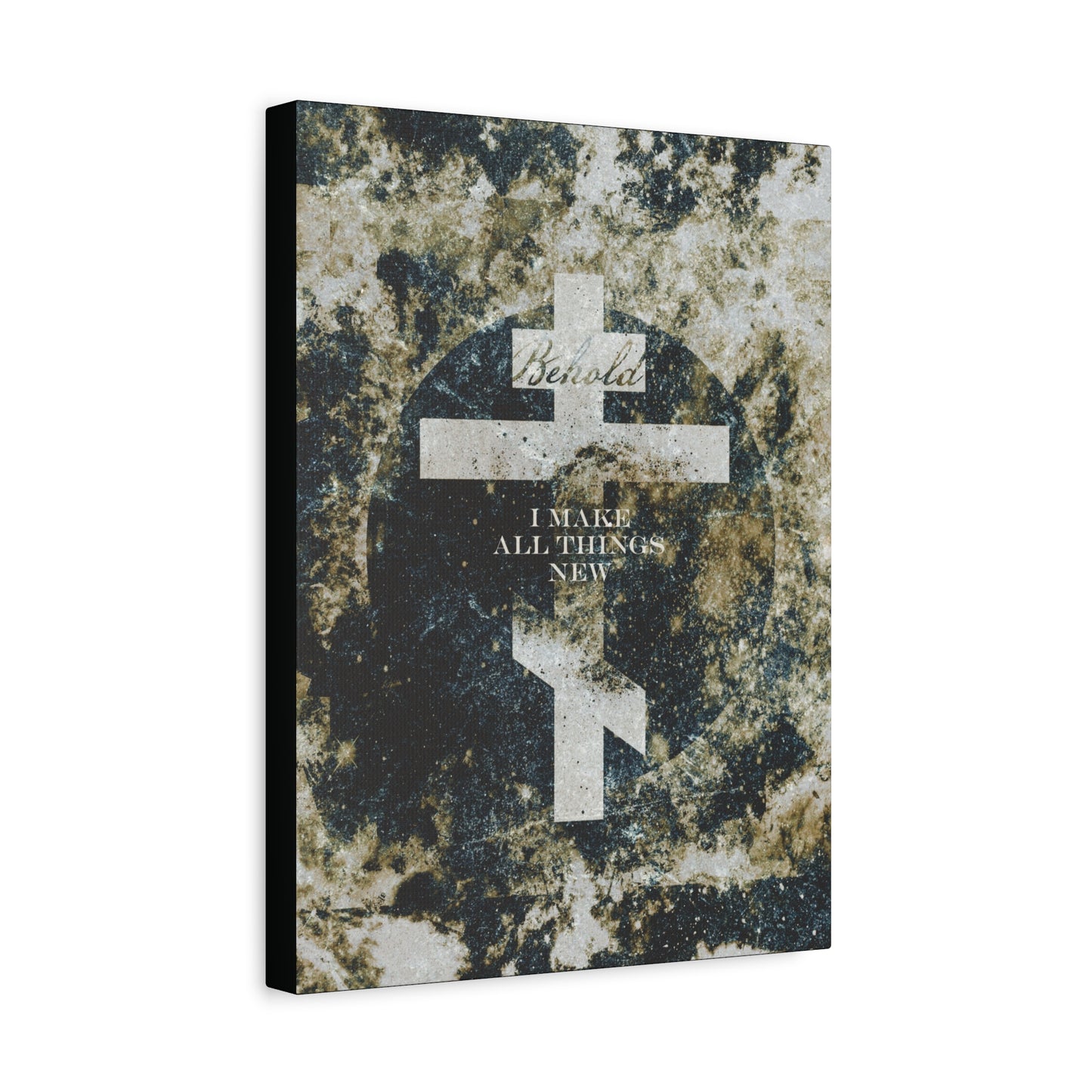 Behold, I Make All Things New | Revelation 21:5 | Cosmic Textured Orthodox Cross | Parousia | Orthodox Christian Canvas Art