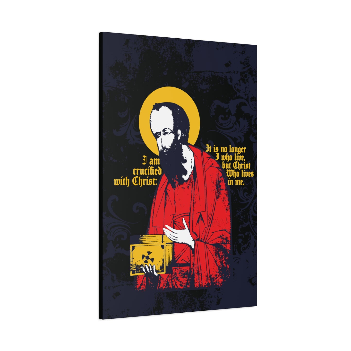 St Paul Holding Gospel Iconographic | I am crucified with Christ (Galatians 2:20) | Orthodox Christian Canvas Art
