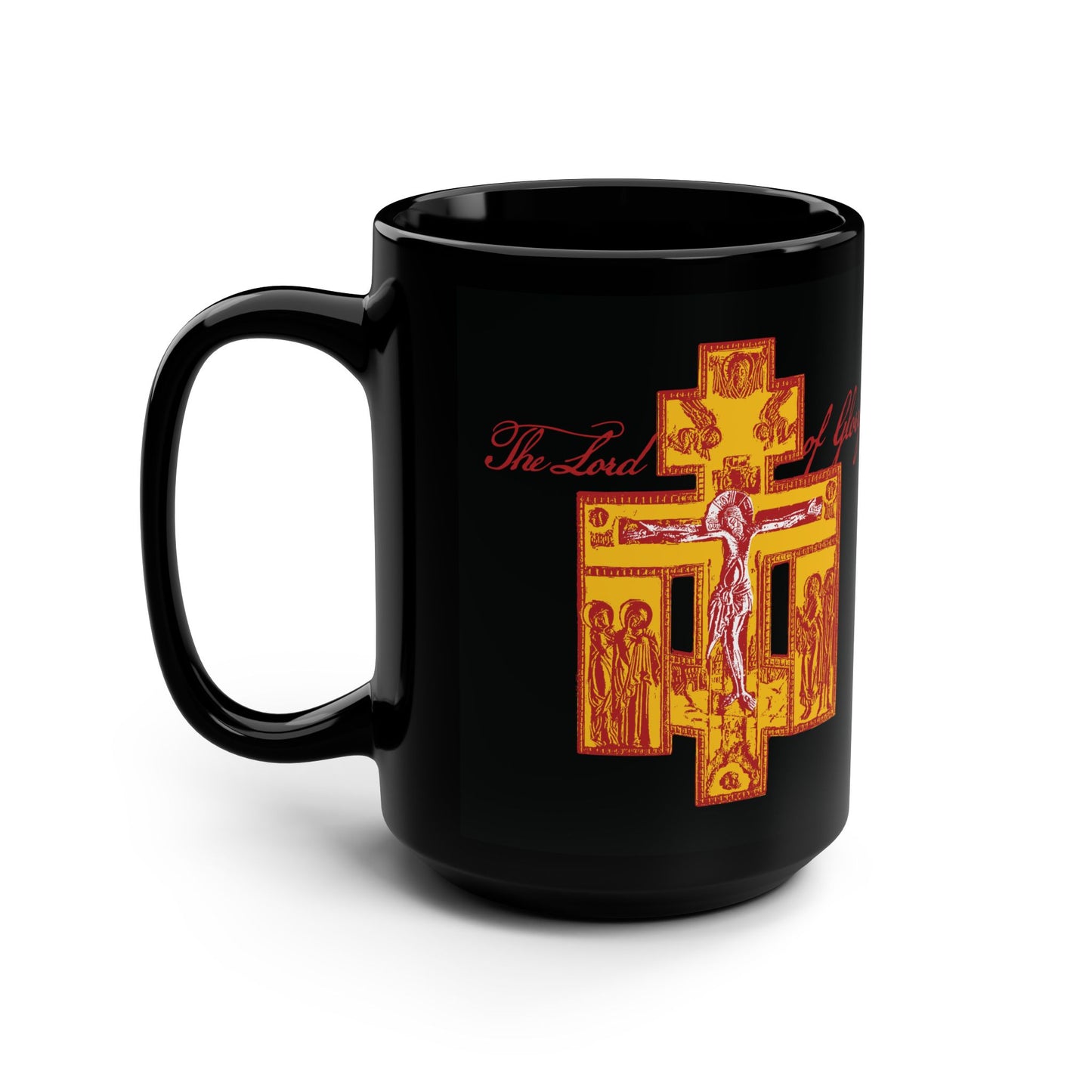 The Lord of Glory | Russian Golgotha Crucifix IconoGraphic | 1 Corinthians 2:8 | Orthodox Christian Large Black Mug