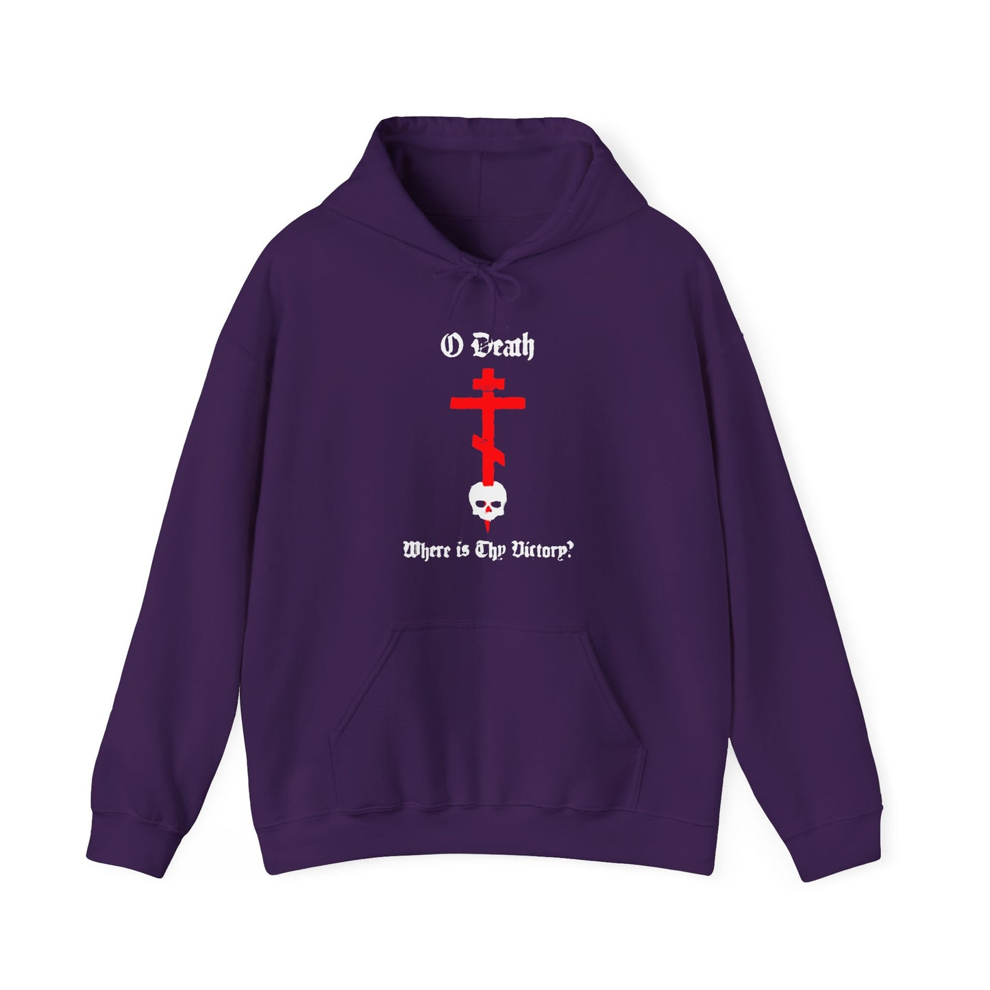 O Death Where is Thy Victory? 1 Cor 15:55 | Cross Stabbing Skull | Spraypaint Aesthetic | Orthodox Christian Hoodie