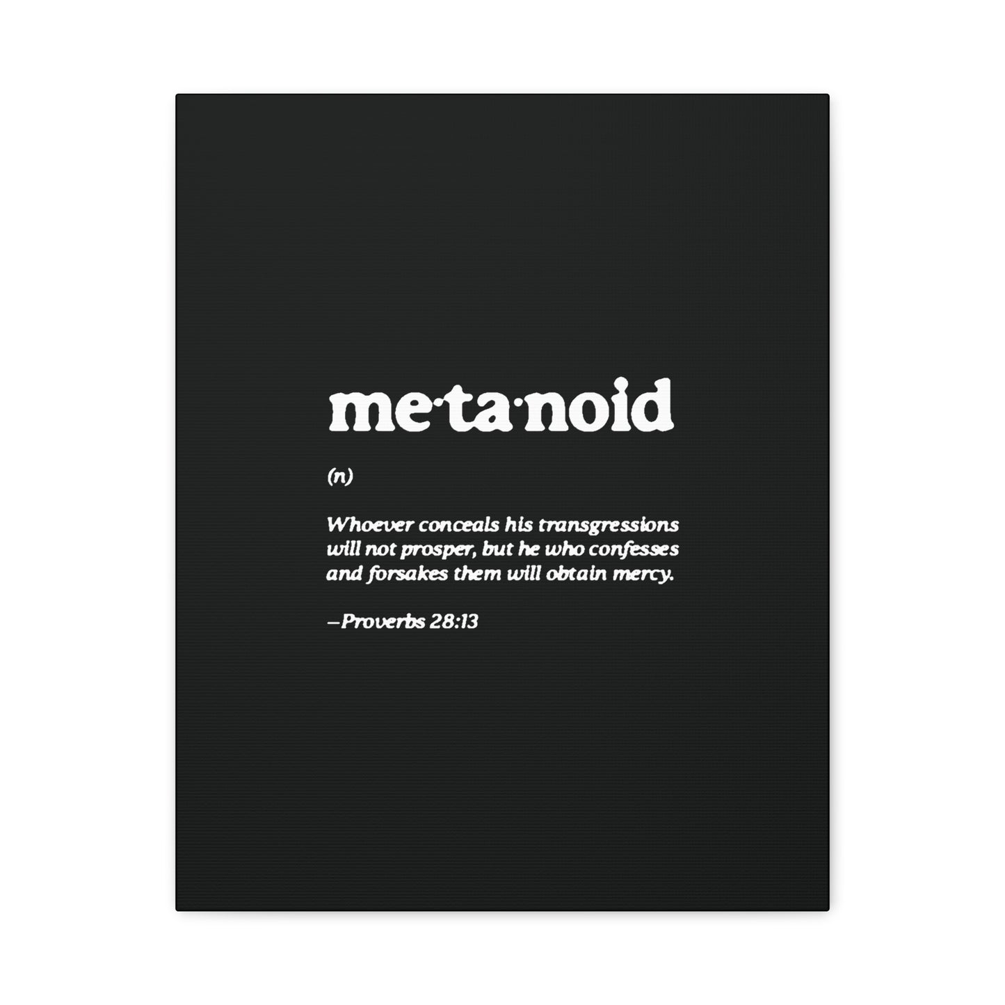 Metanoia Metanoid Definition | Proverbs 28:13 | Confession & Repentance | Minimalist Design | Orthodox Christian Canvas Art