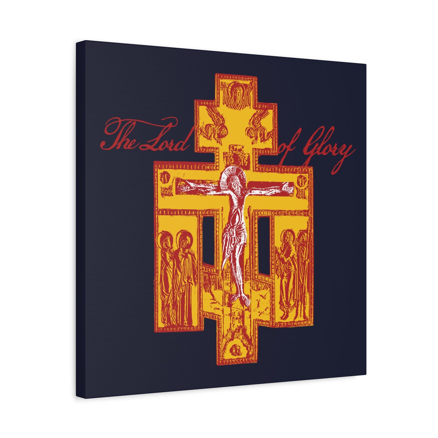 The Lord of Glory | Russian Golgotha Crucifix IconoGraphic (Blue BG) | 1 Corinthians 2:8 | Orthodox Christian Canvas Art