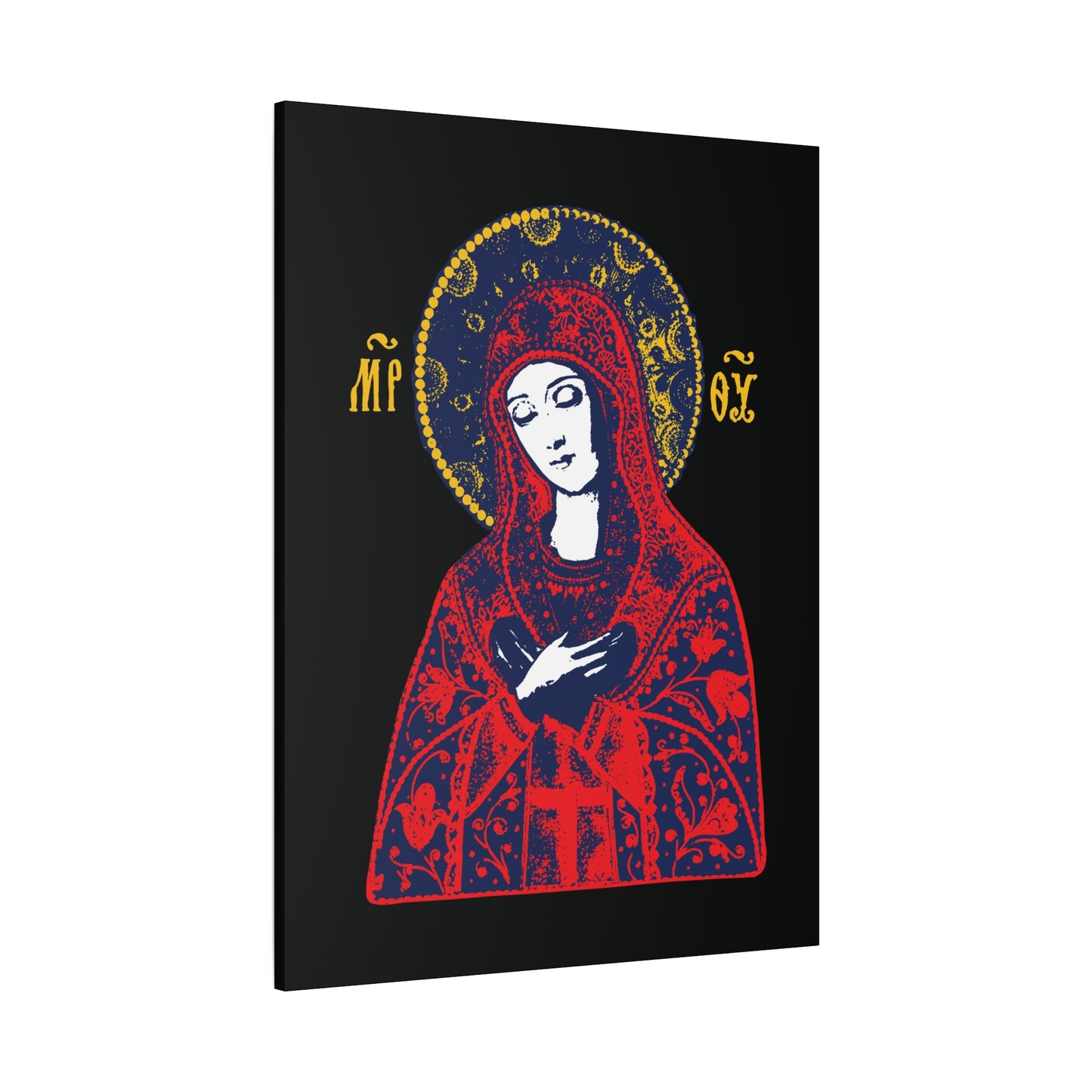 Joy of All Joys Tenderness Theotokos Iconographic Based on Traditional Orthodox Iconography | Red Design | Orthodox Christian Canvas Art