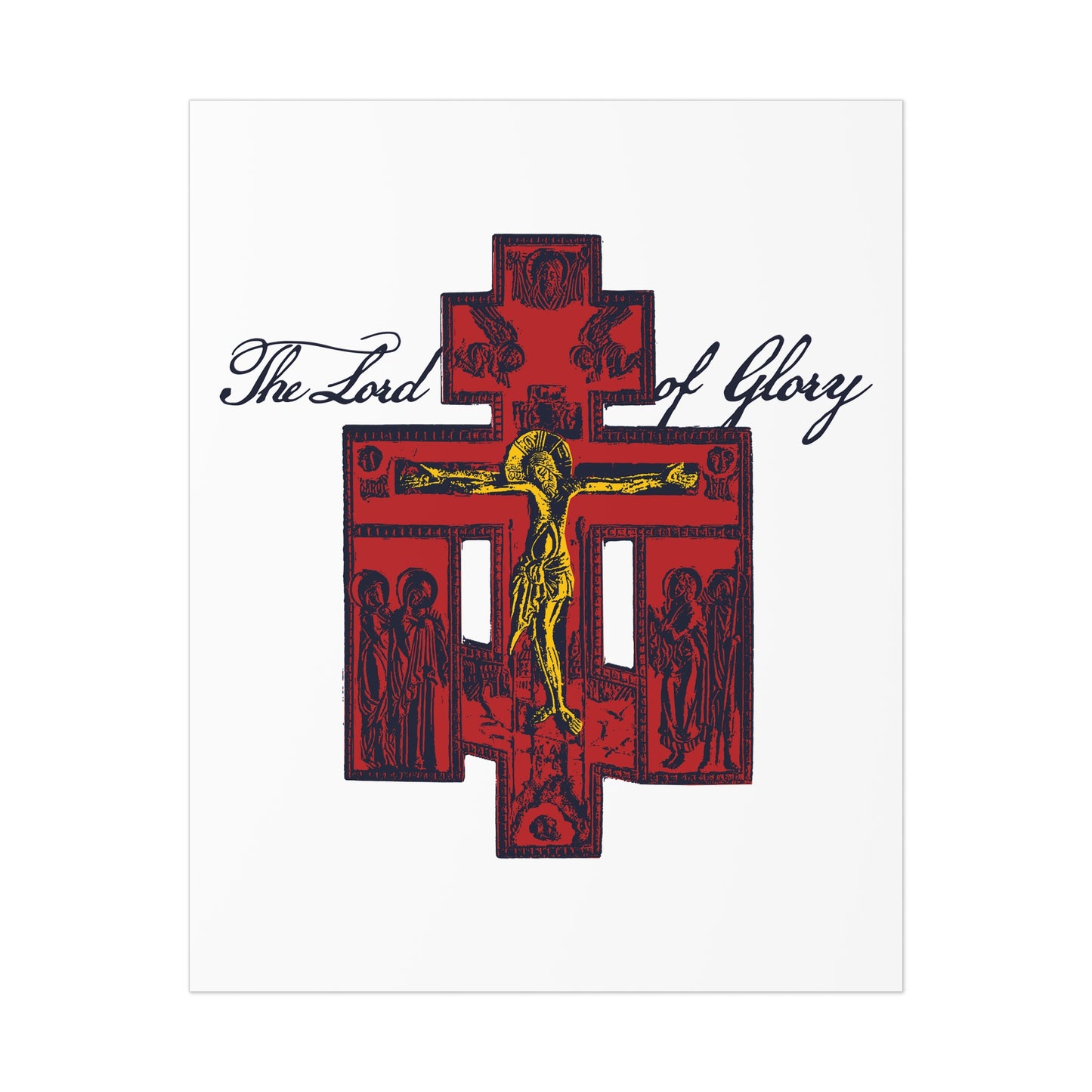 The Lord of Glory | Russian Golgotha Crucifix IconoGraphic (White BG) | 1 Corinthians 2:8 | Orthodox Christian Art Poster