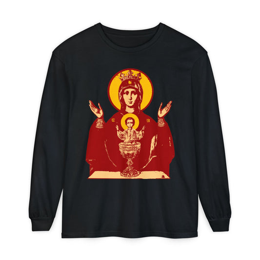 Holy Theotokos IconoGraphic of the Inexhaustible Chalice | Deliverer from Addictions | Conquer Passions | Orthodox Christian Long Sleeve