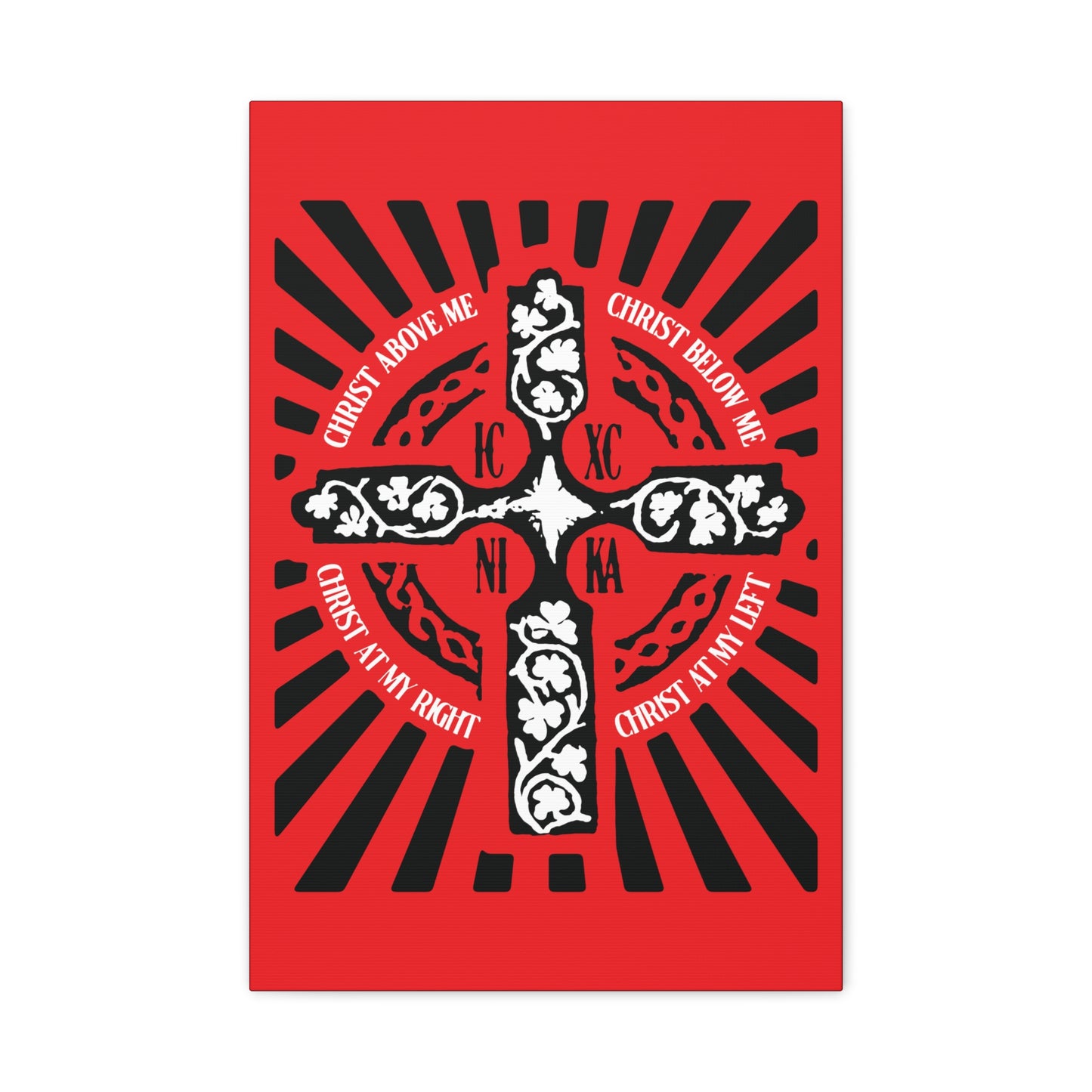 Red ICXC NIKA Enniskillen Celtic Cross | Lorica of St. Patrick | Shield Prayer | Orthodox Christian Canvas Art