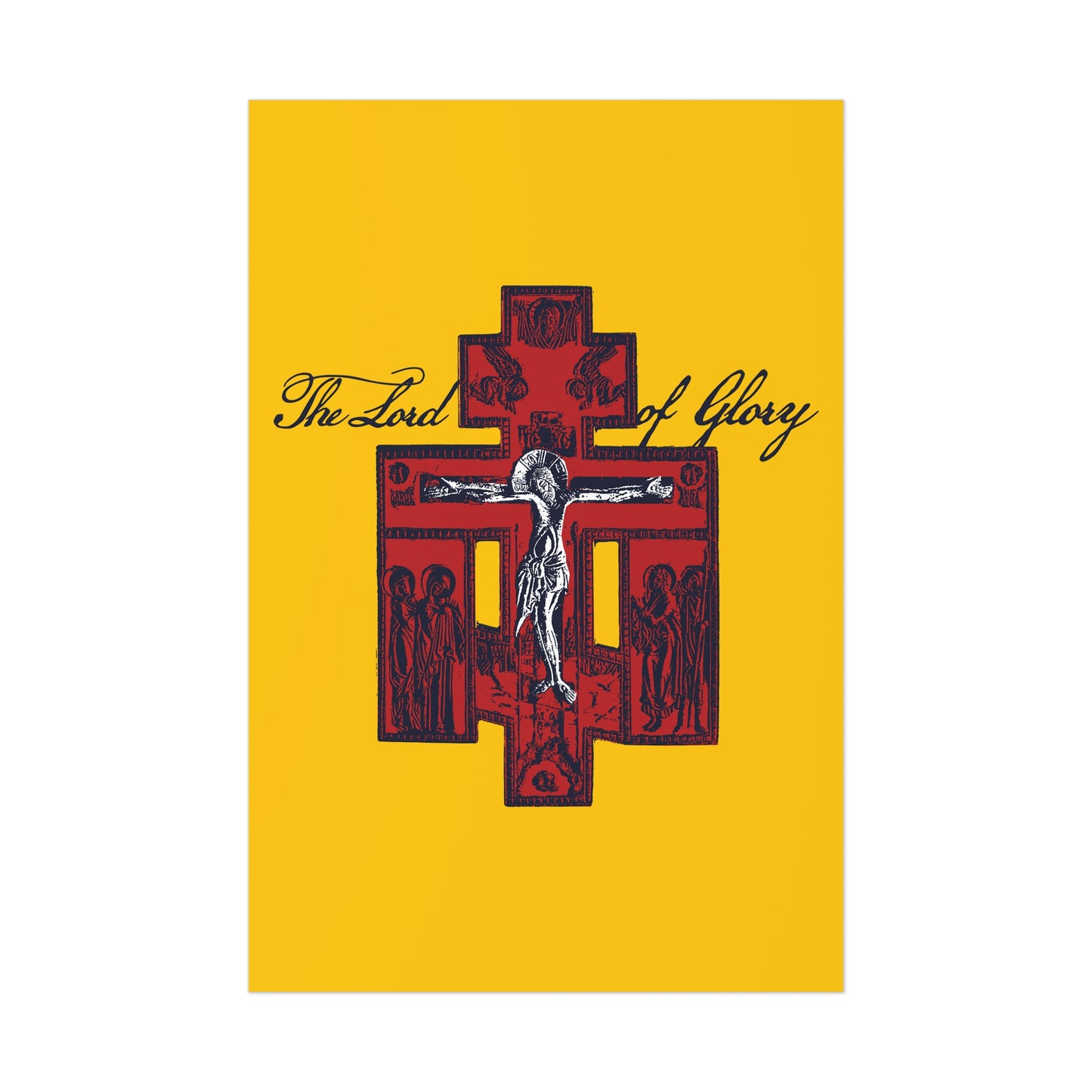 The Lord of Glory | Russian Golgotha Crucifix IconoGraphic (Gold BG) | 1 Corinthians 2:8 | Orthodox Christian Art Poster