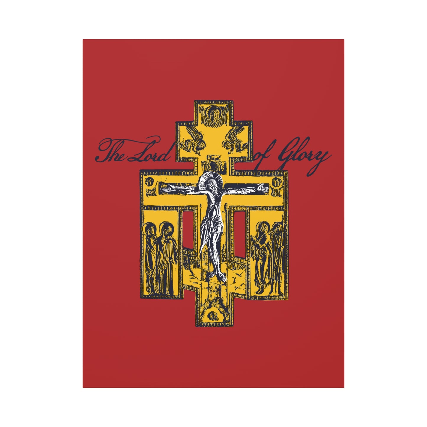The Lord of Glory | Russian Golgotha Crucifix IconoGraphic (Red BG) | 1 Corinthians 2:8 | Orthodox Christian Canvas Art
