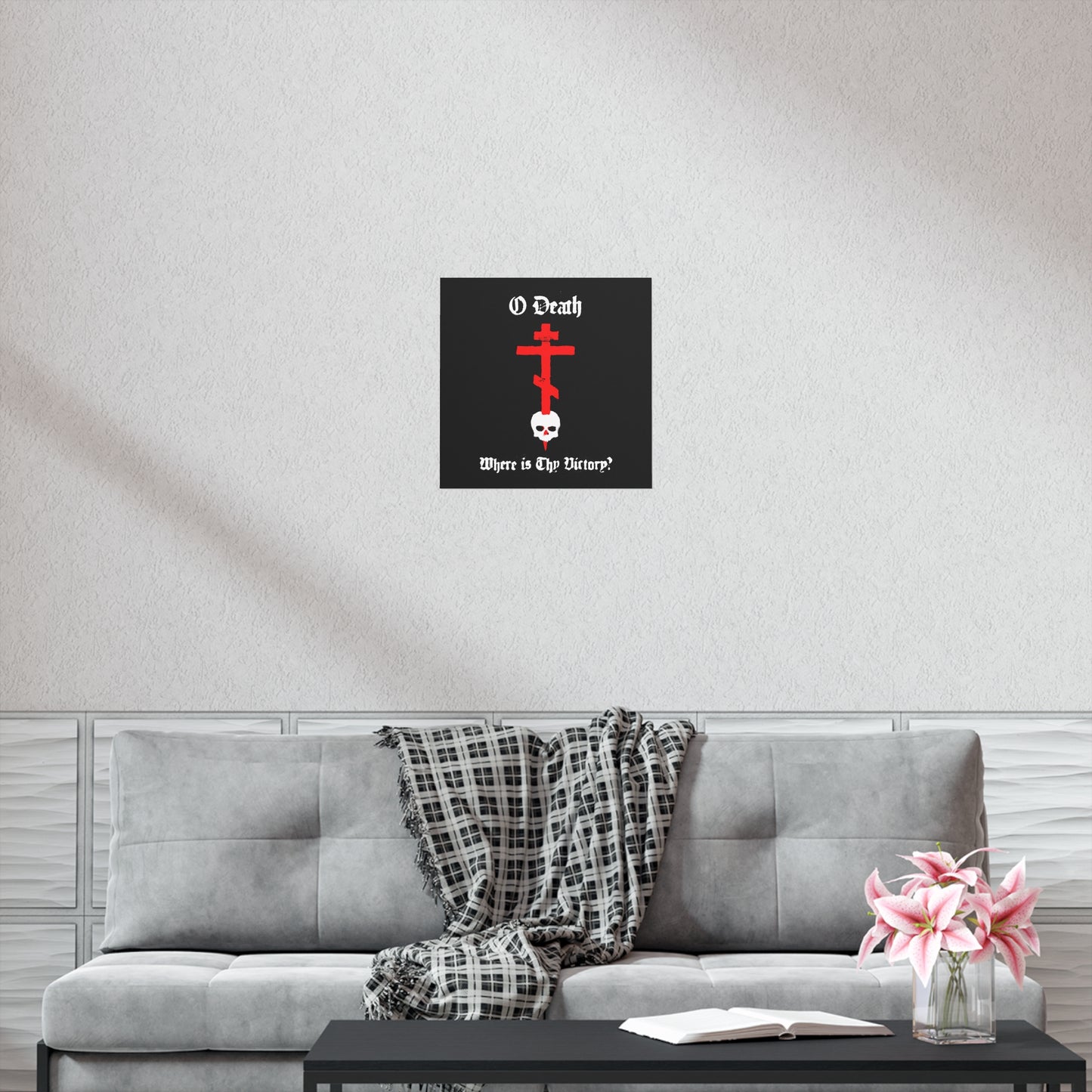O Death Where is Thy Victory? 1 Cor 15:55 | Cross Stabbing Skull | Spraypaint Aesthetic | Orthodox Christian Art Poster