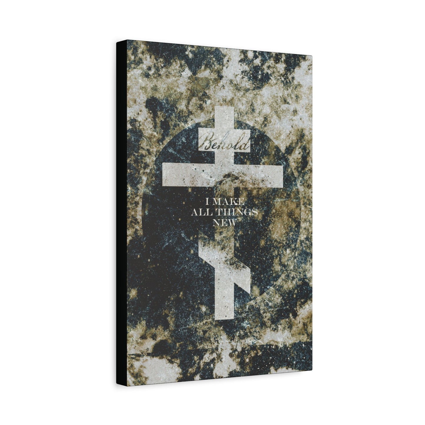 Behold, I Make All Things New | Revelation 21:5 | Cosmic Textured Orthodox Cross | Parousia | Orthodox Christian Canvas Art