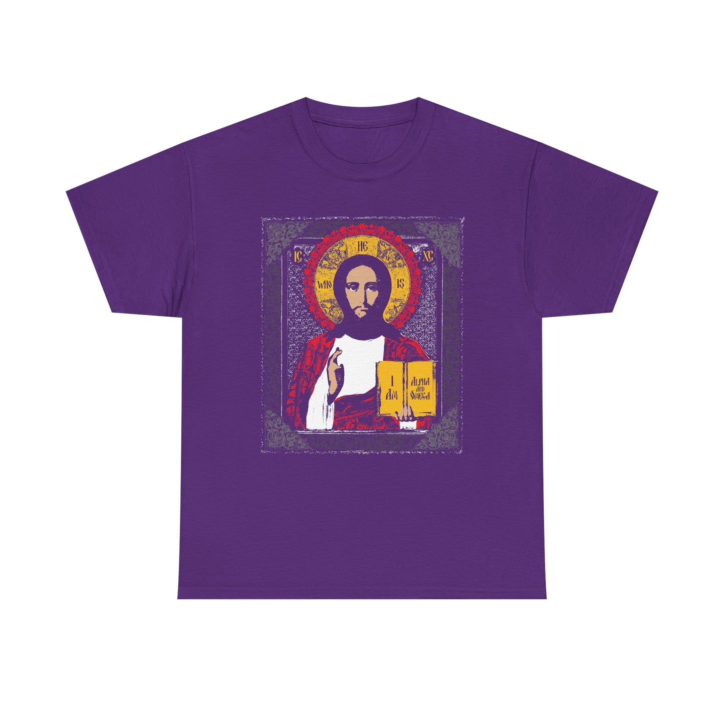 Christ Pantocrator Icono-Graphic | He-Who-Is | I Am the Alpha and Omega | Ancient Icon Graphic Design | Midweight Cotton Unisex Tee