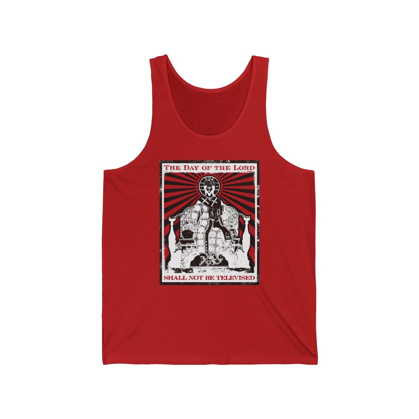 The Day of the Lord Shall Not Be Televised | Jesus Christ Enthroned Iconographic | Second Coming | Revelation | Orthodox Christian Jersey Tank Top