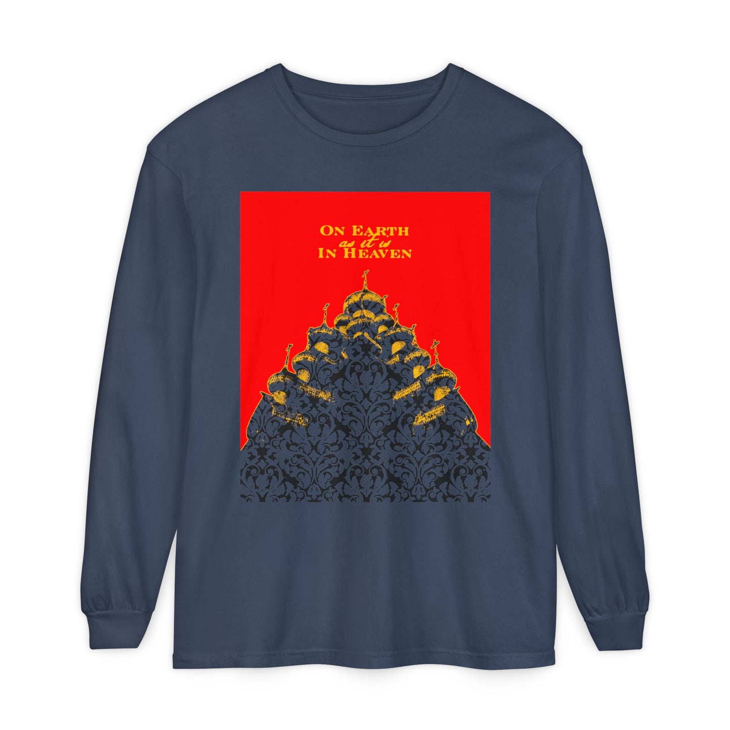 The Church: On Earth As It Is In Heaven | Lord's Prayer | Ancient Russian Wooden Church Design | Orthodox Christian Long Sleeve Shirt