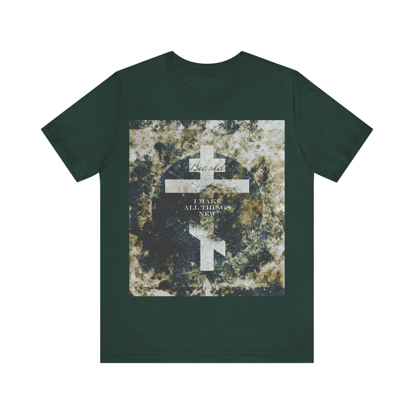 Behold, I Make All Things New | Revelation 21:5 | Cosmic Textured Orthodox Cross | Parousia | Orthodox Christian T-Shirt