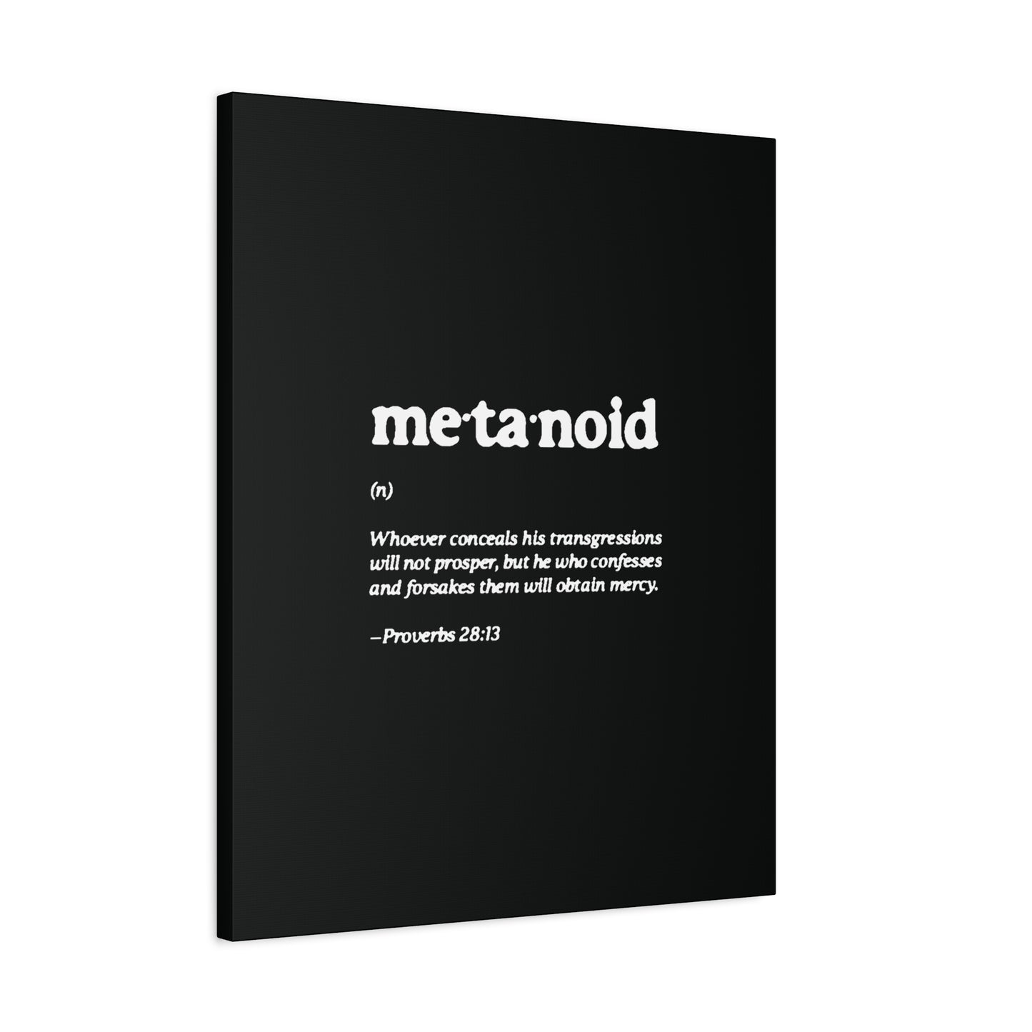 Metanoia Metanoid Definition | Proverbs 28:13 | Confession & Repentance | Minimalist Design | Orthodox Christian Canvas Art