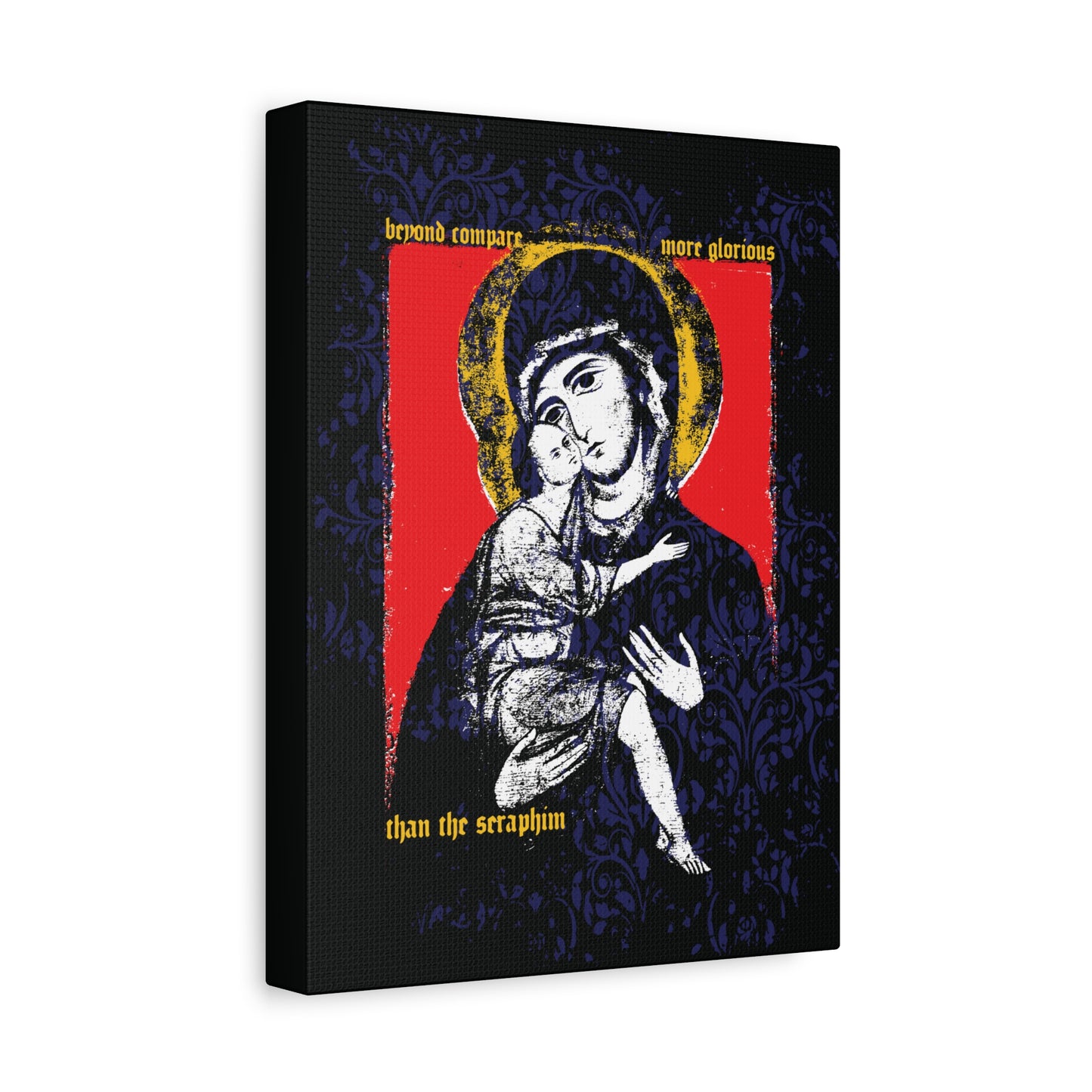 Beyond Compare More Glorious Than the Seraphim | Vladimir Theotokos Iconographic | Orthodox Christian Canvas Art