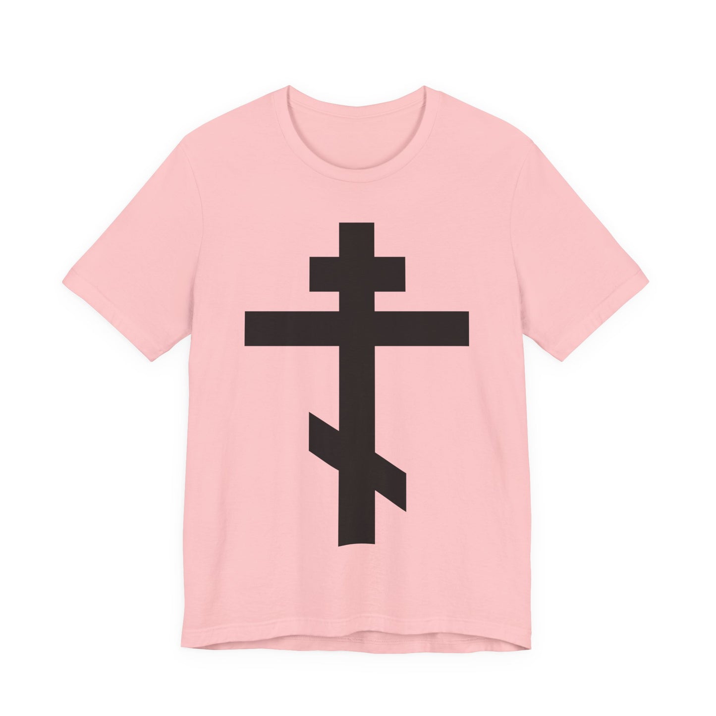 Black Orthodox Cross | May I Never Boast Except in the Cross of Our Lord Jesus Christ (Gal 6:14) | Christian Unisex Cotton Tee