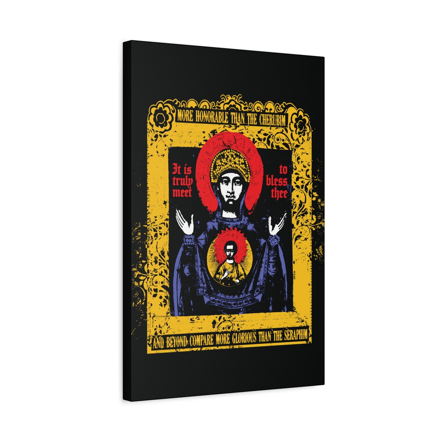 It is Truly Meet To Bless Thee Iconographic | Axion Estin Hymn to the Mother of God Theotokos | Orthodox Christian Canvas Art