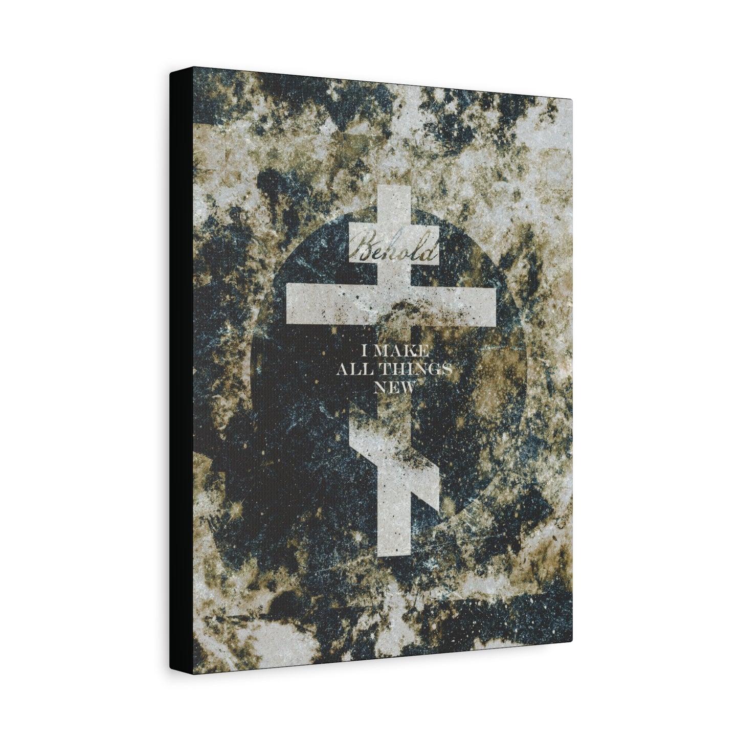 Behold, I Make All Things New | Revelation 21:5 | Cosmic Textured Orthodox Cross | Parousia | Orthodox Christian Canvas Art