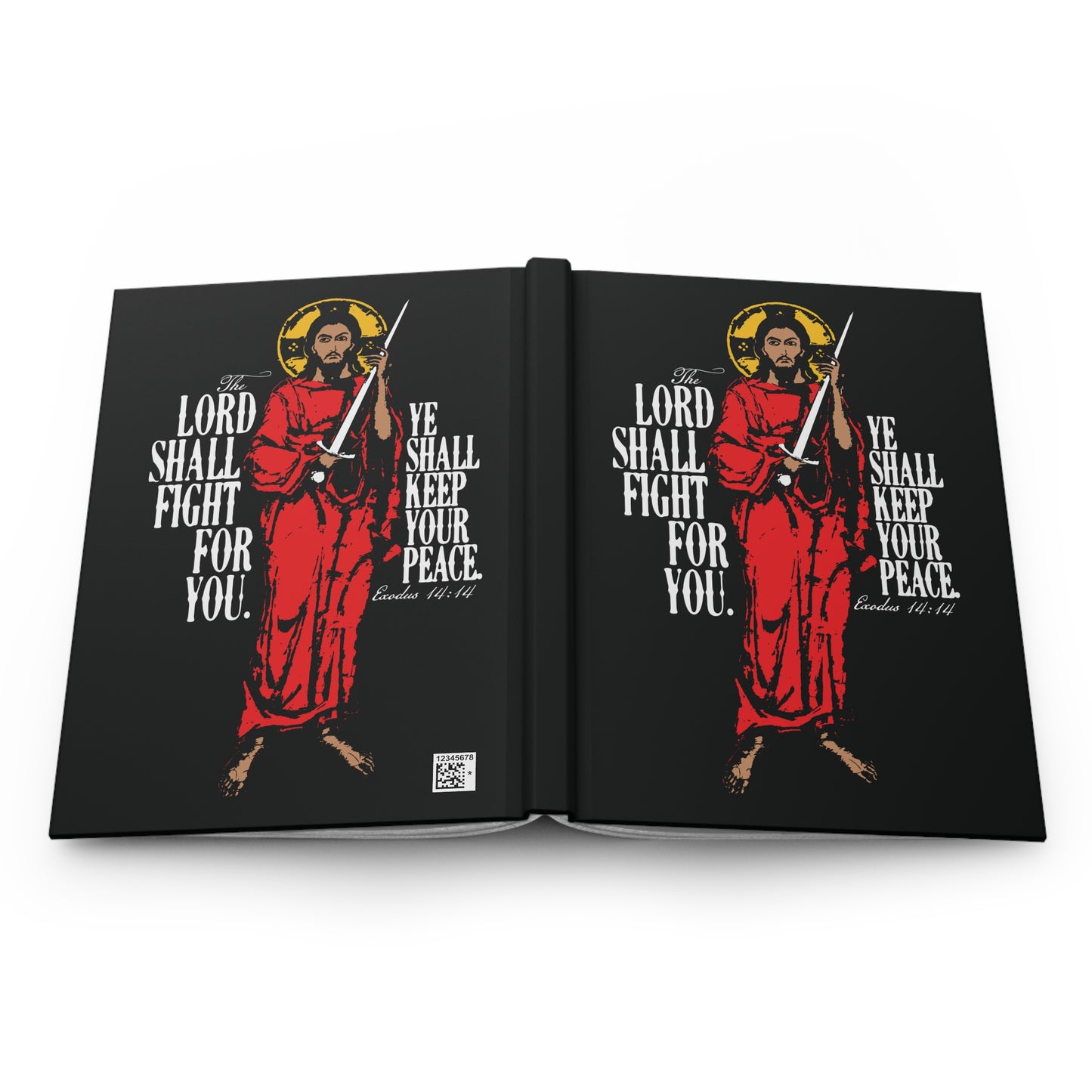 The Lord Shall Fight For You (Exodus 14:14) | Jesus Christ with Sword IconoGraphic | Orthodox Christian Hardcover Journal