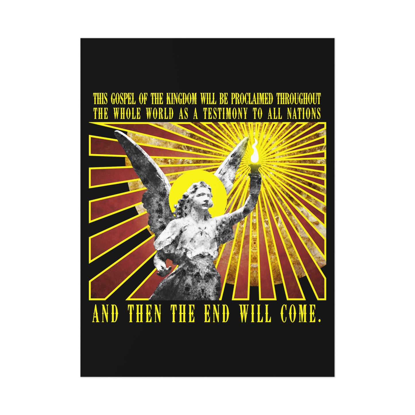And Then the End Will Come (Matthew 24:14) Cemetery Angel Holding Lamp Emitting Rays | Orthodox Christian Art Poster