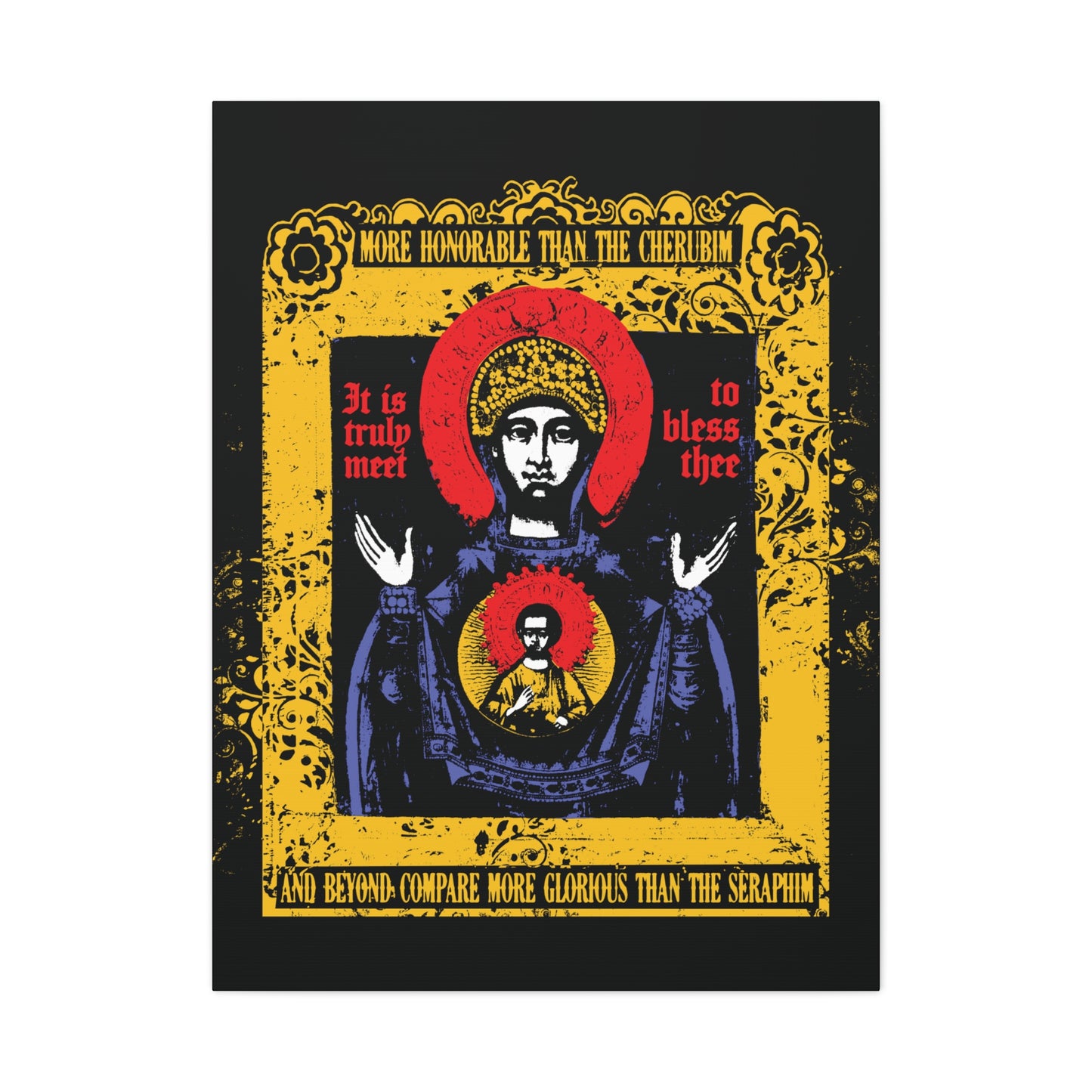 It is Truly Meet To Bless Thee Iconographic | Axion Estin Hymn to the Mother of God Theotokos | Orthodox Christian Canvas Art