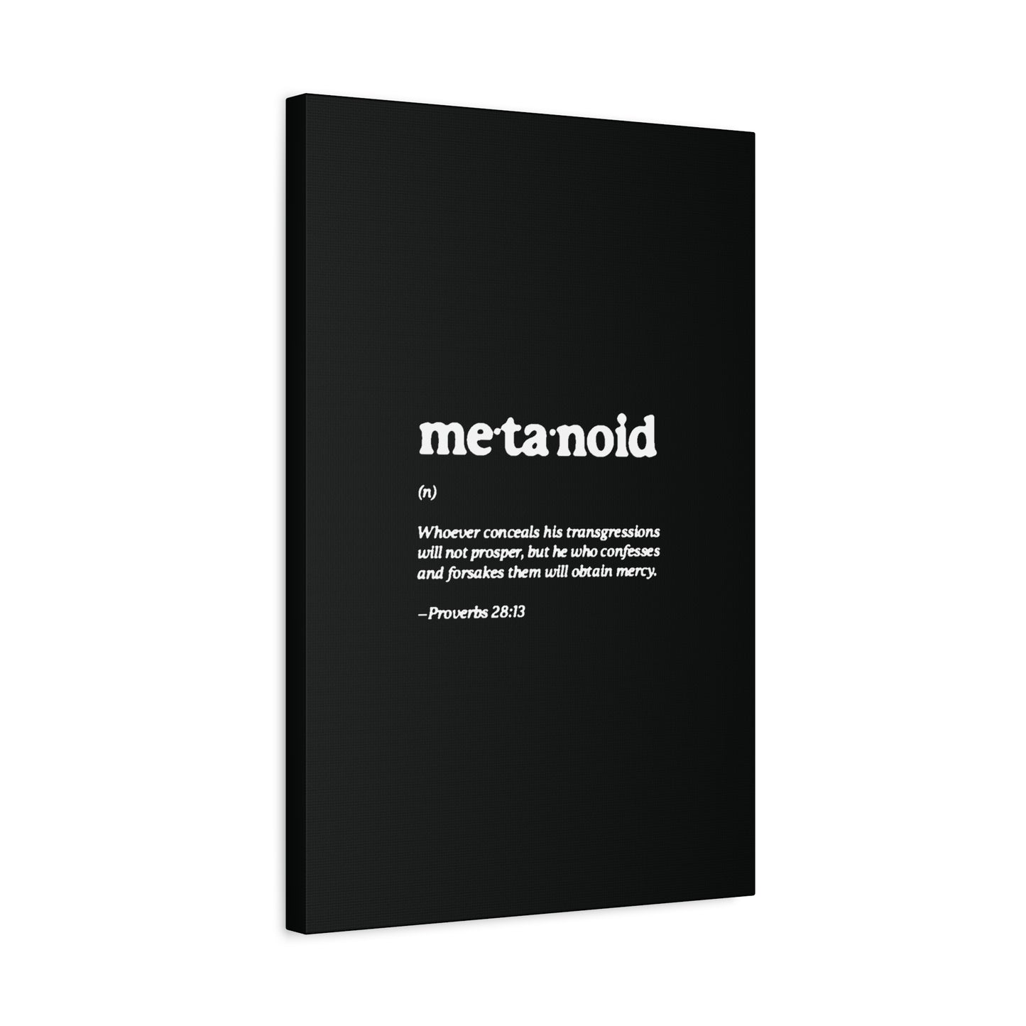 Metanoia Metanoid Definition | Proverbs 28:13 | Confession & Repentance | Minimalist Design | Orthodox Christian Canvas Art