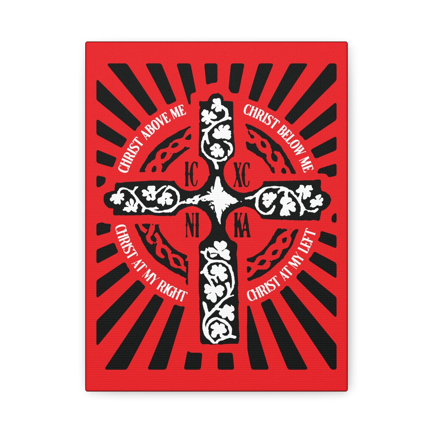 Red ICXC NIKA Enniskillen Celtic Cross | Lorica of St. Patrick | Shield Prayer | Orthodox Christian Canvas Art