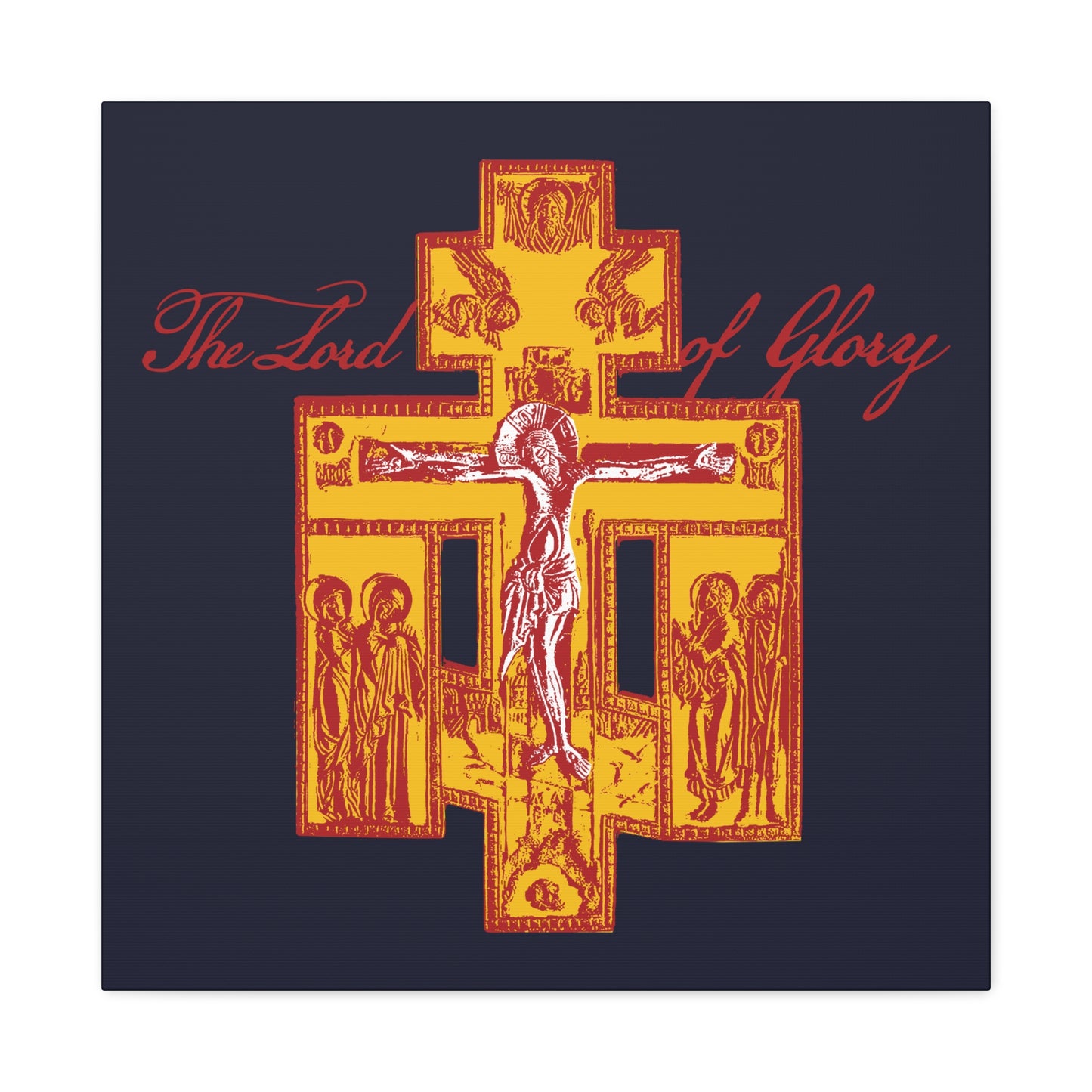 The Lord of Glory | Russian Golgotha Crucifix IconoGraphic (Blue BG) | 1 Corinthians 2:8 | Orthodox Christian Canvas Art
