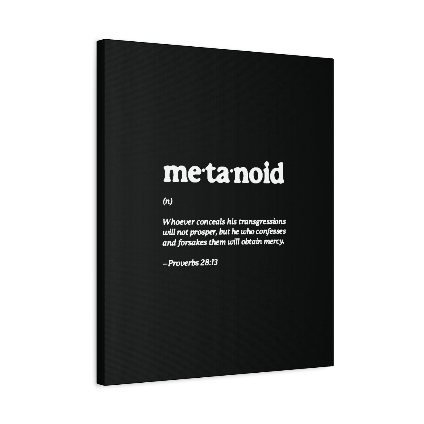 Metanoia Metanoid Definition | Proverbs 28:13 | Confession & Repentance | Minimalist Design | Orthodox Christian Canvas Art
