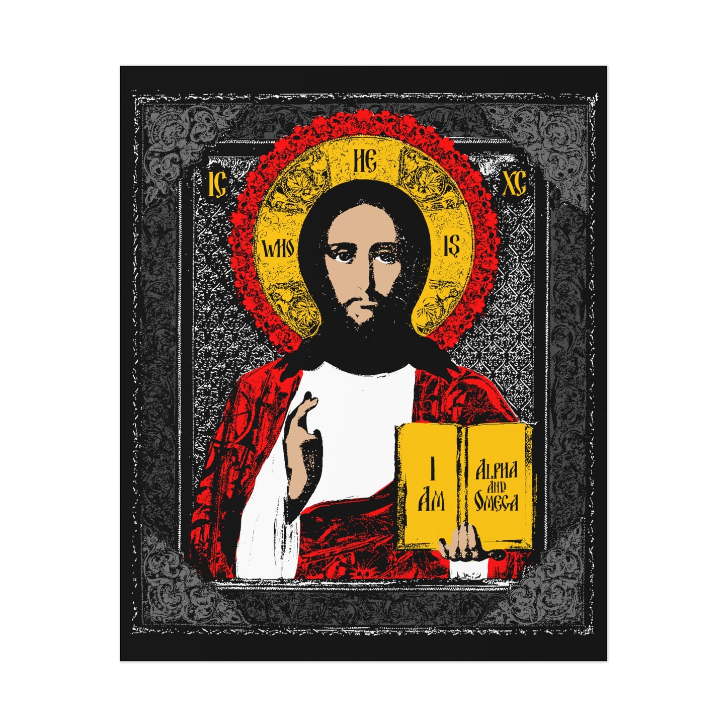 Christ Pantocrator IconoGraphic No. 1 (Alpha and Omega) | Orthodox Christian Art Poster